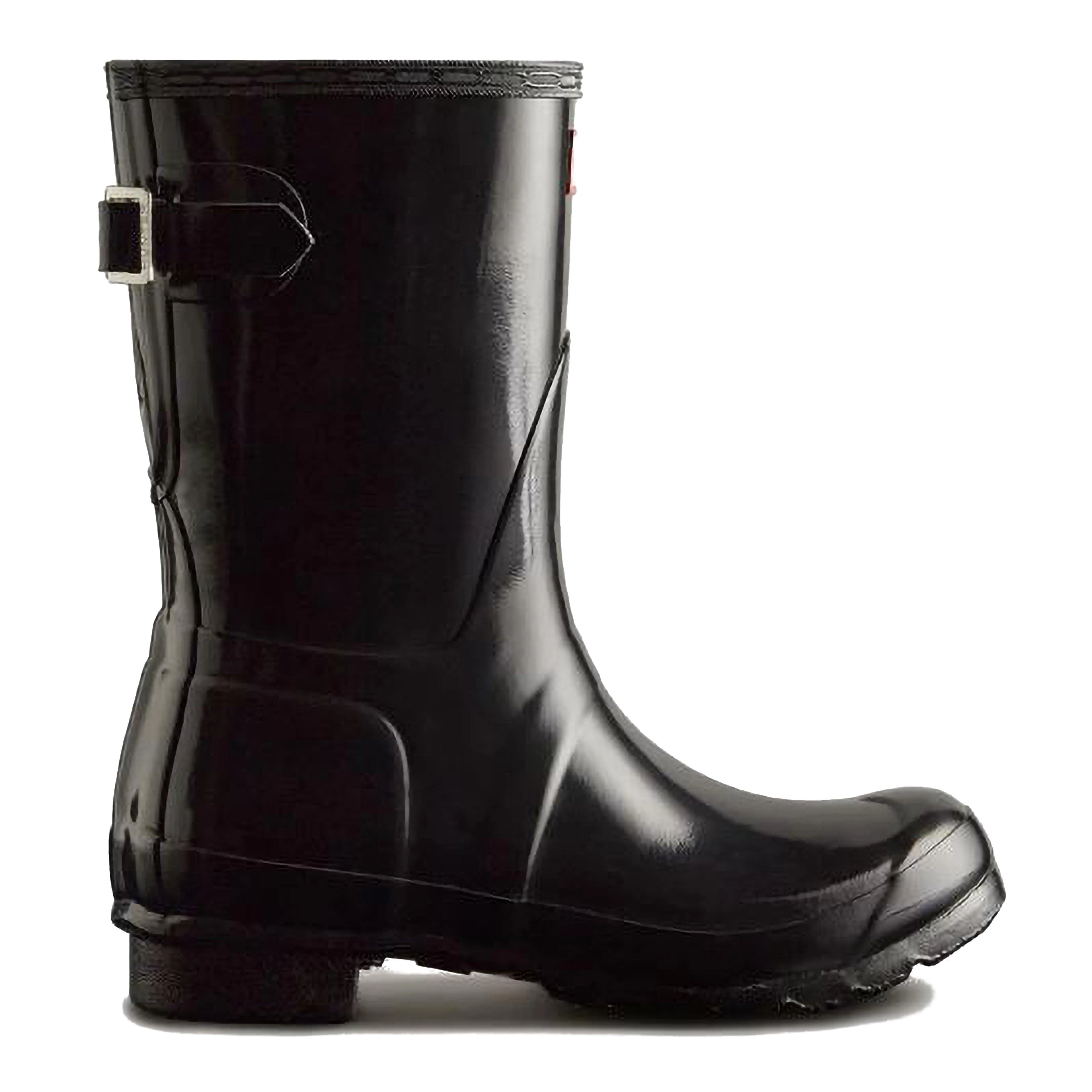 Womens Short Back Adjustable Wellington Boots Black - Image 5