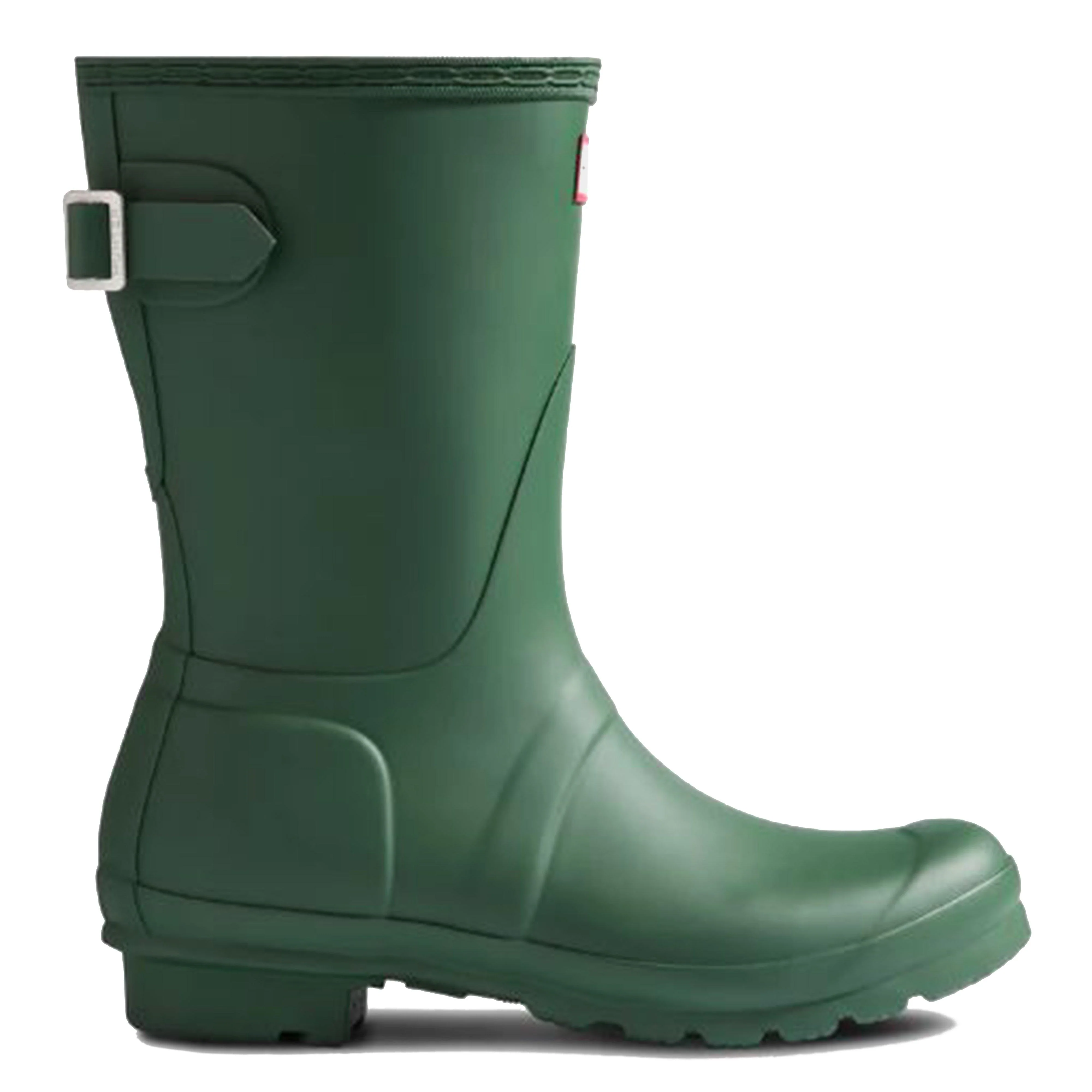 Womens Short Back Adjustable Wellington Boots Green - Image 5