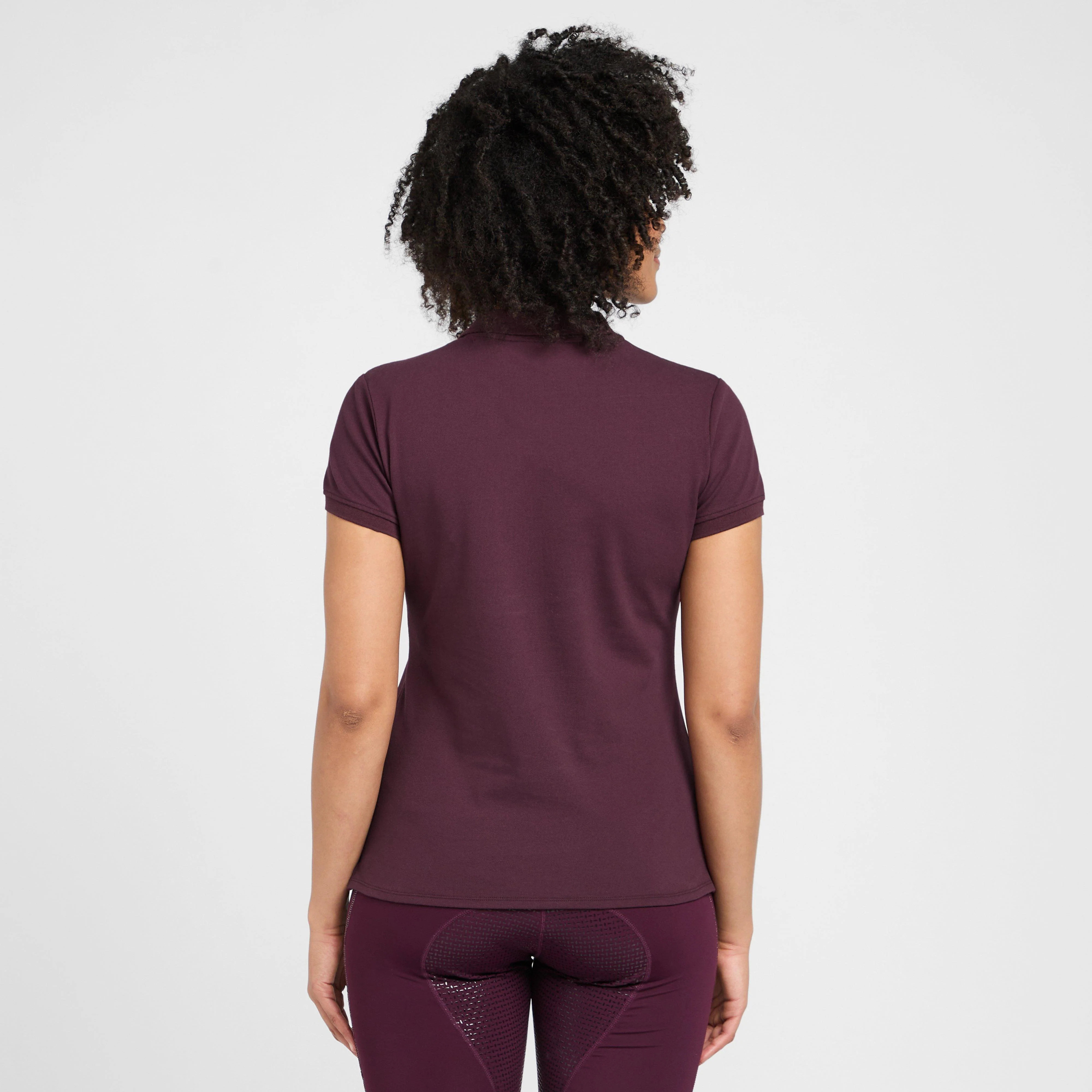 Womens Classic Short Sleeved Polo Shirt Dark Berry - Image 2