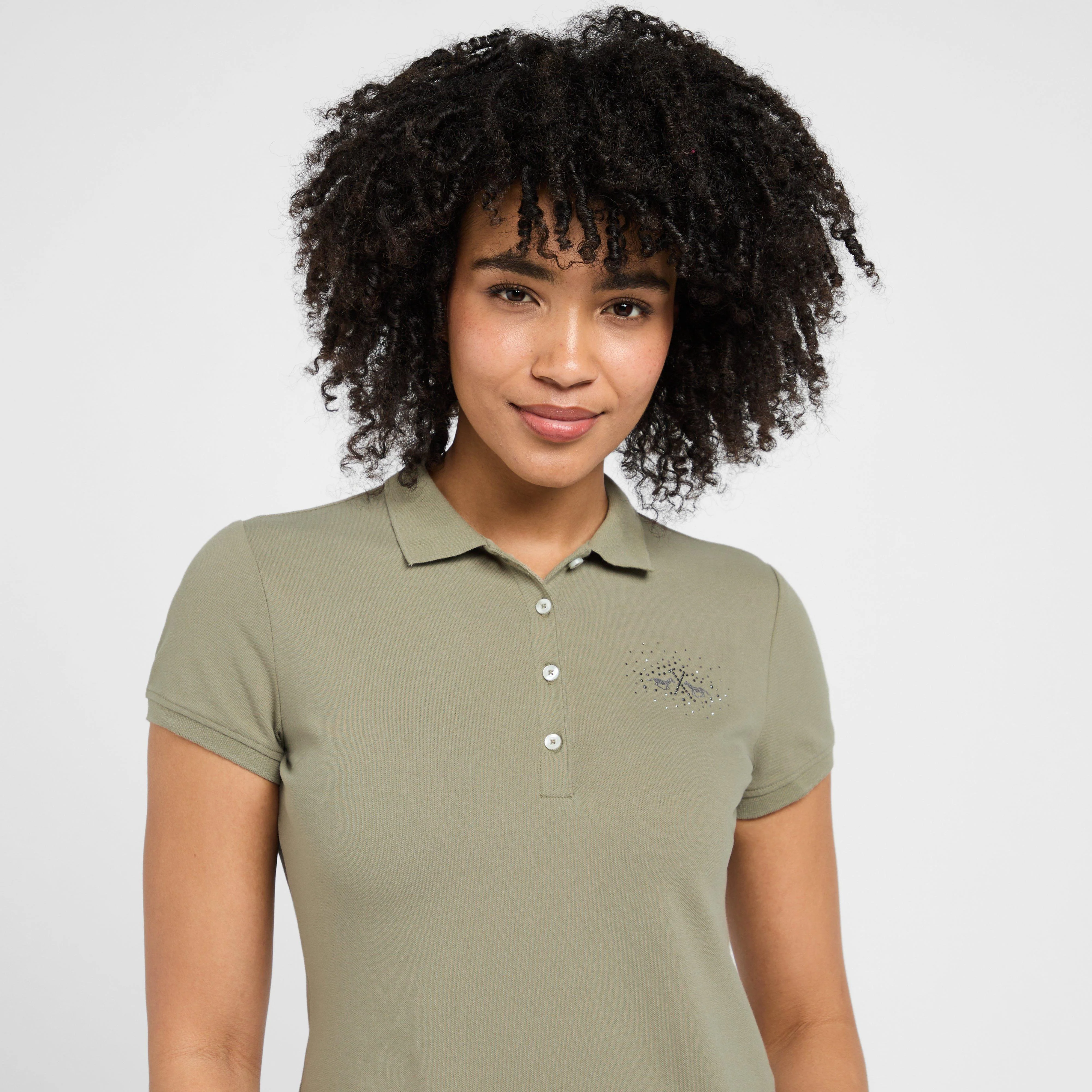Womens Classic Short Sleeved Polo Shirt Oil Green - Image 4