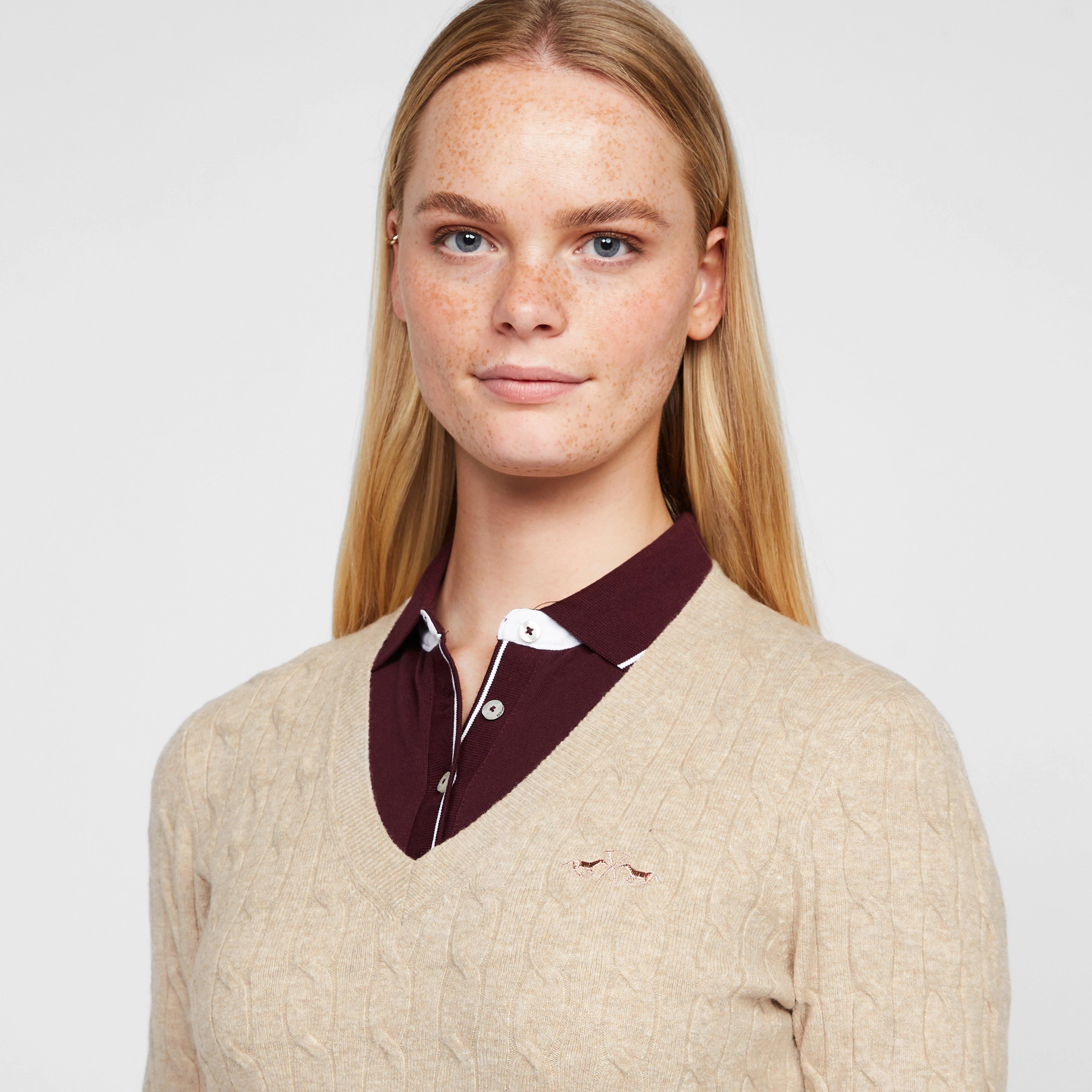 Womens Classy Cable Pullover Champagne Light Grey Heather - Image 4