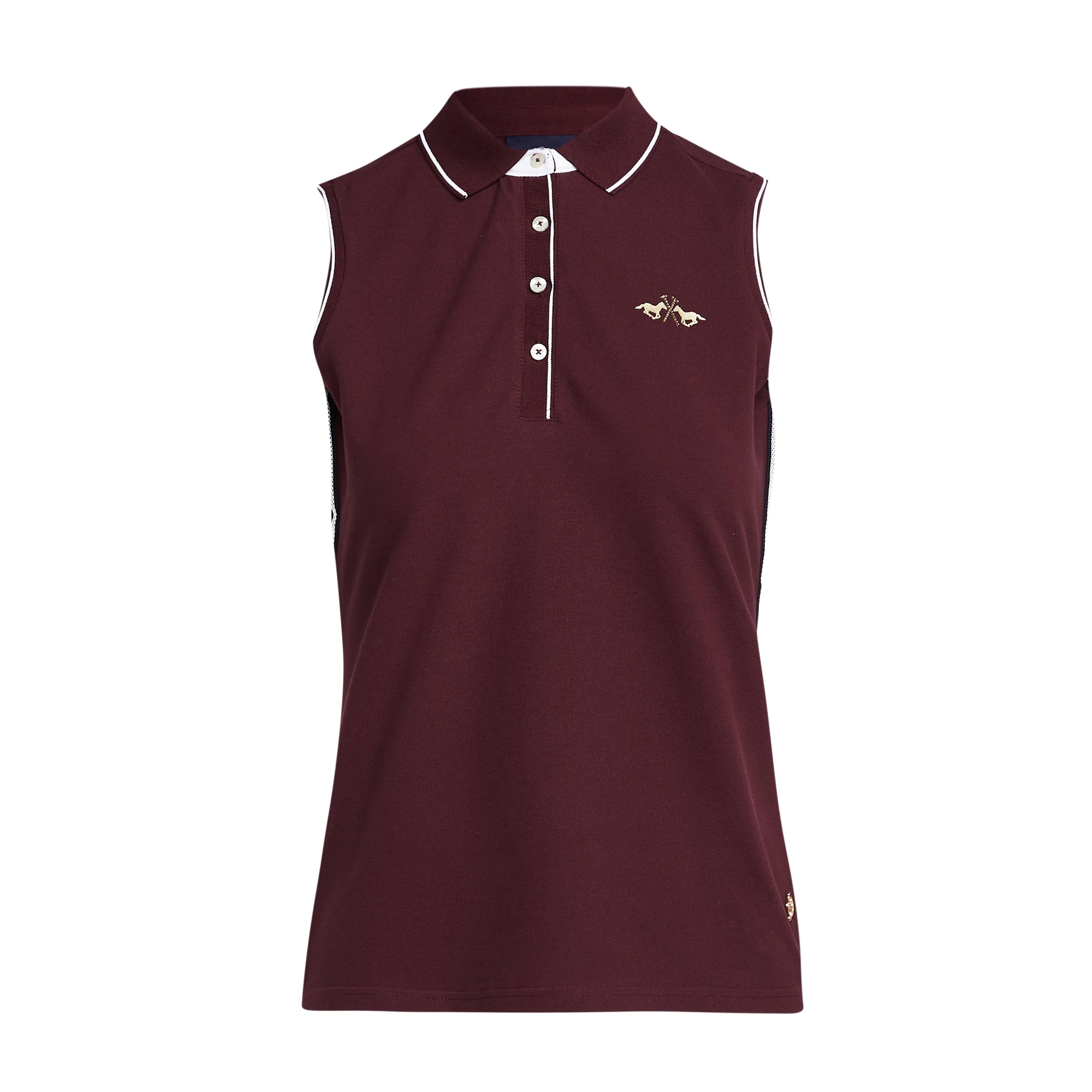 Womens Lia Sleeveless Polo Shirt Dark Berry - Image 6
