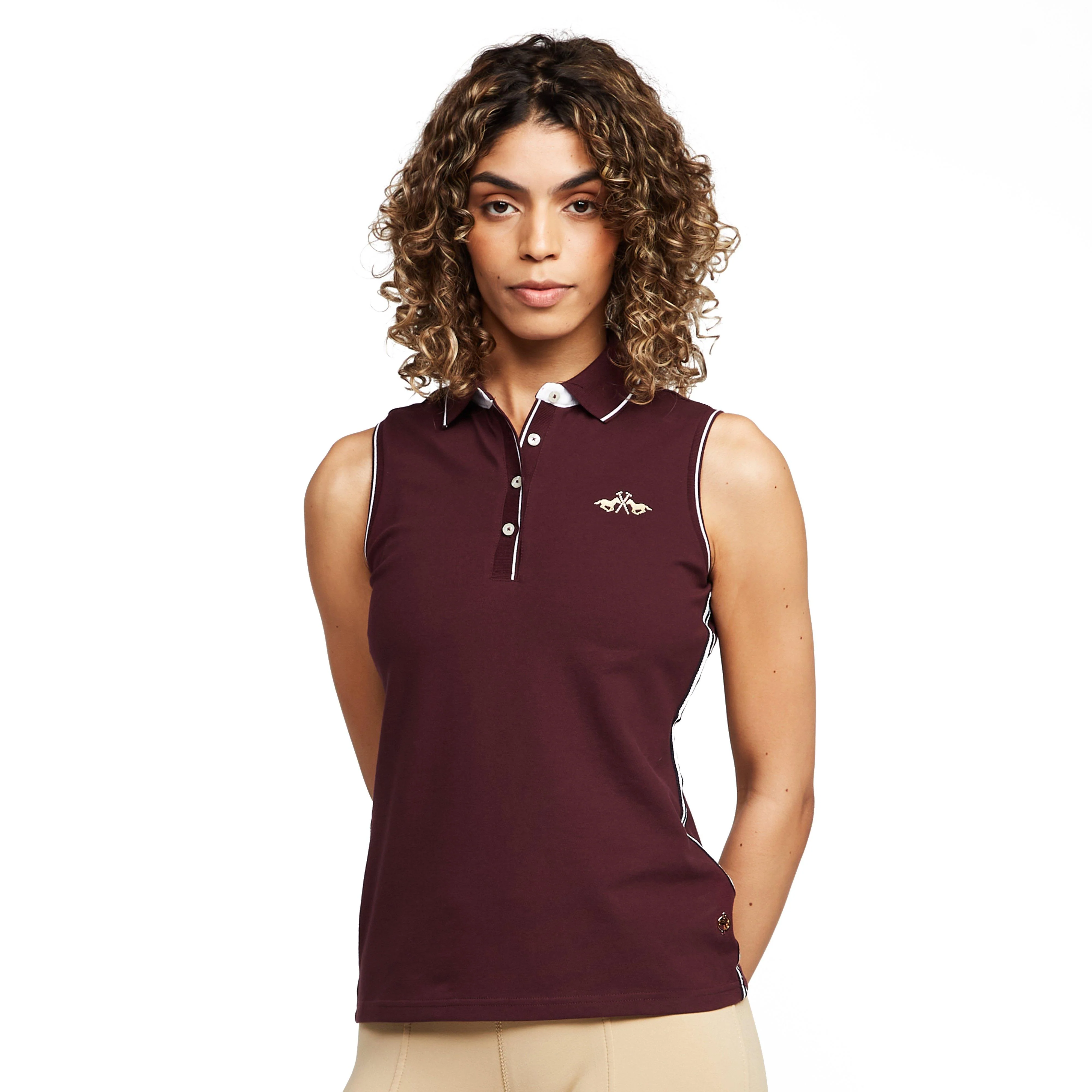 Womens Lia Sleeveless Polo Shirt Dark Berry - Image 7