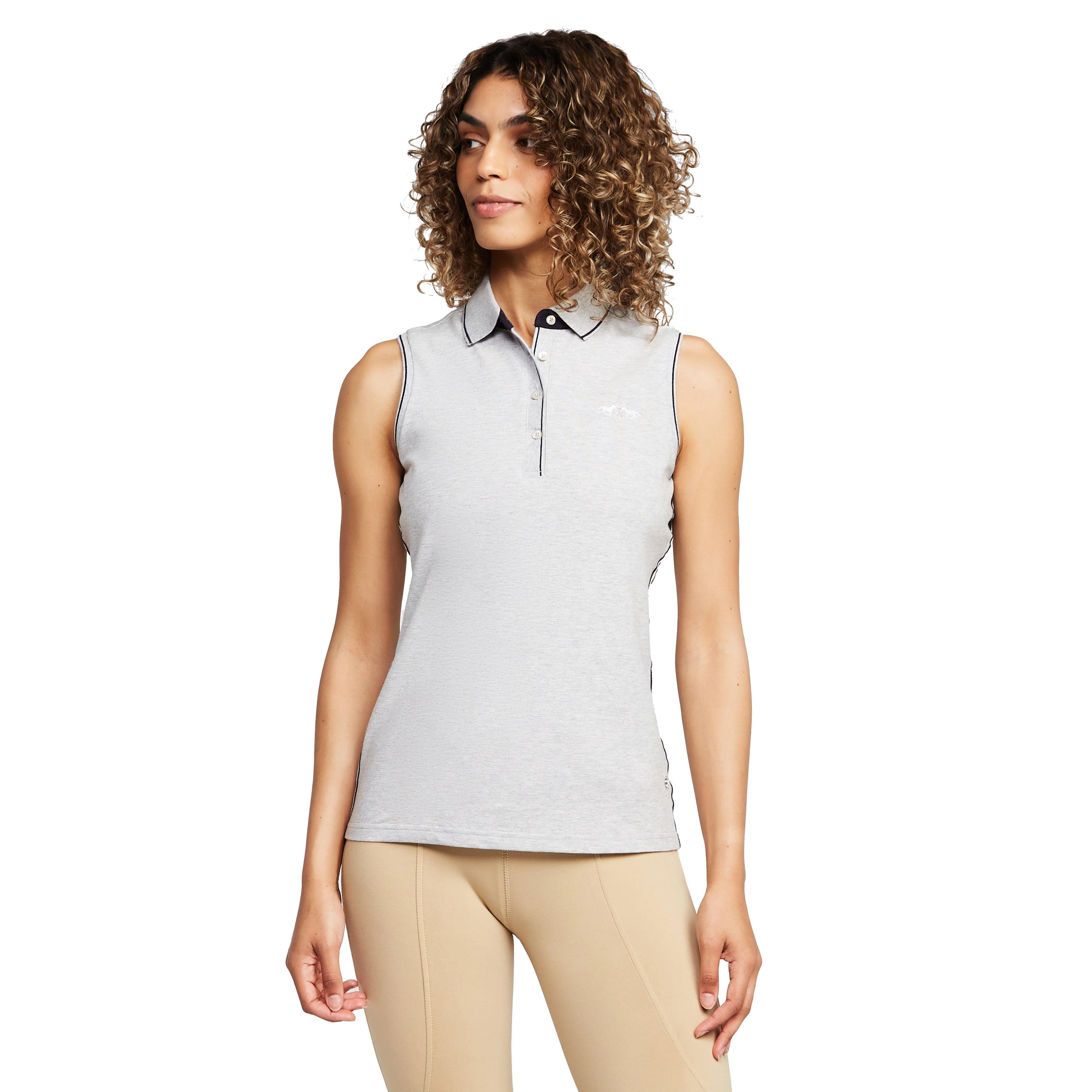 Womens Lia Sleeveless Polo Shirt Grey Heather - Image 7