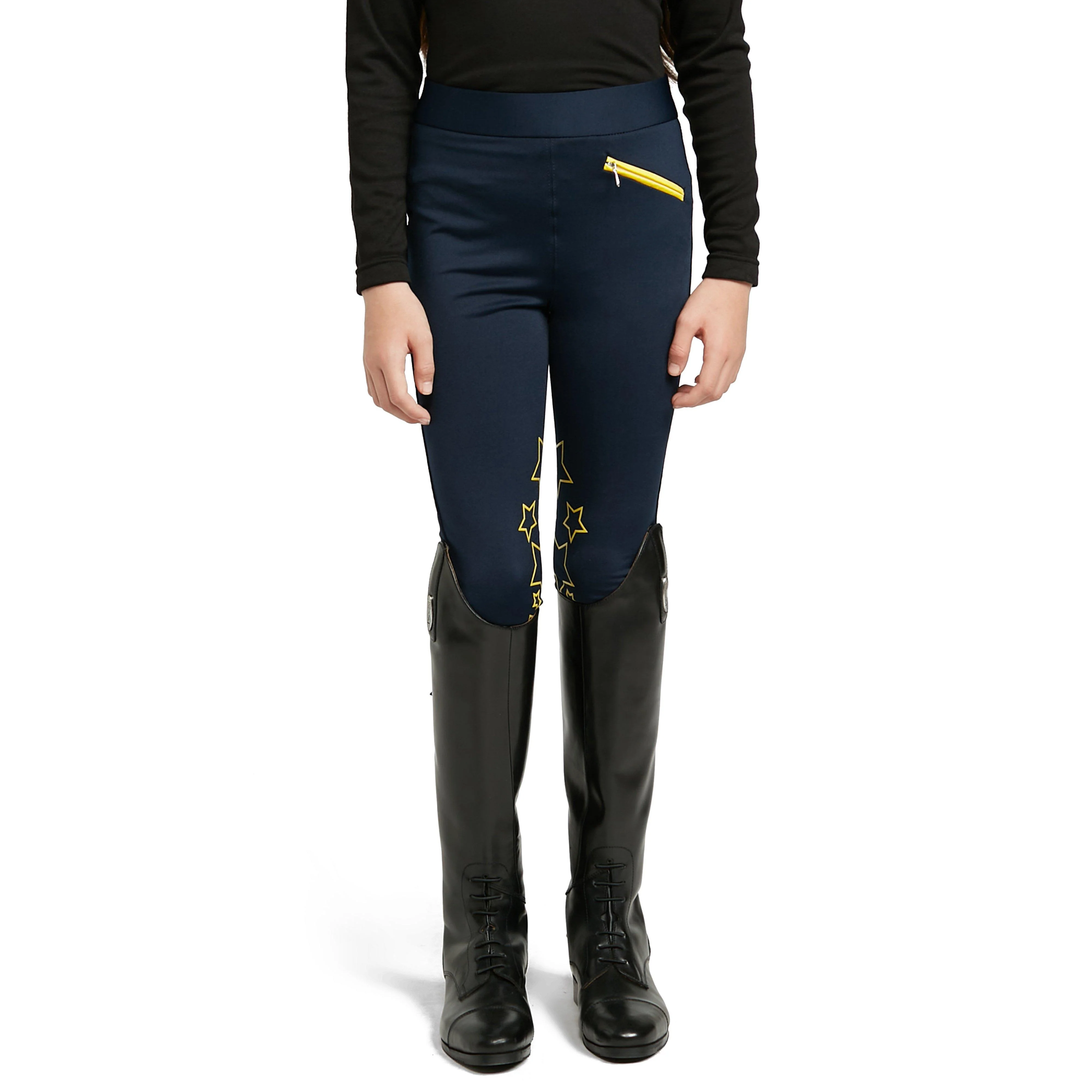 HyPERFORMANCE Childs Stella Riding Tights Navy/Yellow - Image 7
