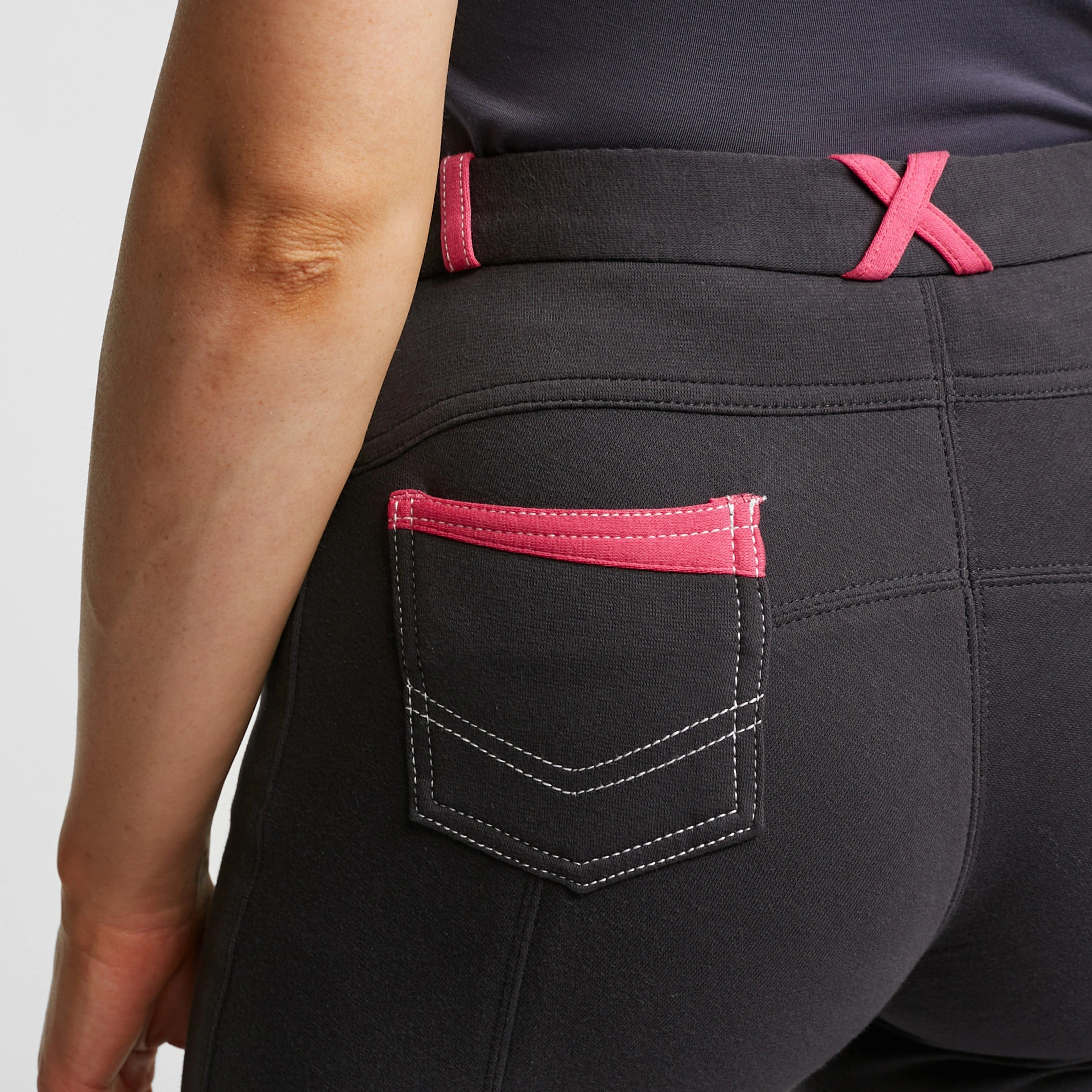 HyPERFORMANCE Womens Diesel Knee Patch Jodhpurs Charcoal/Pink - Image 7