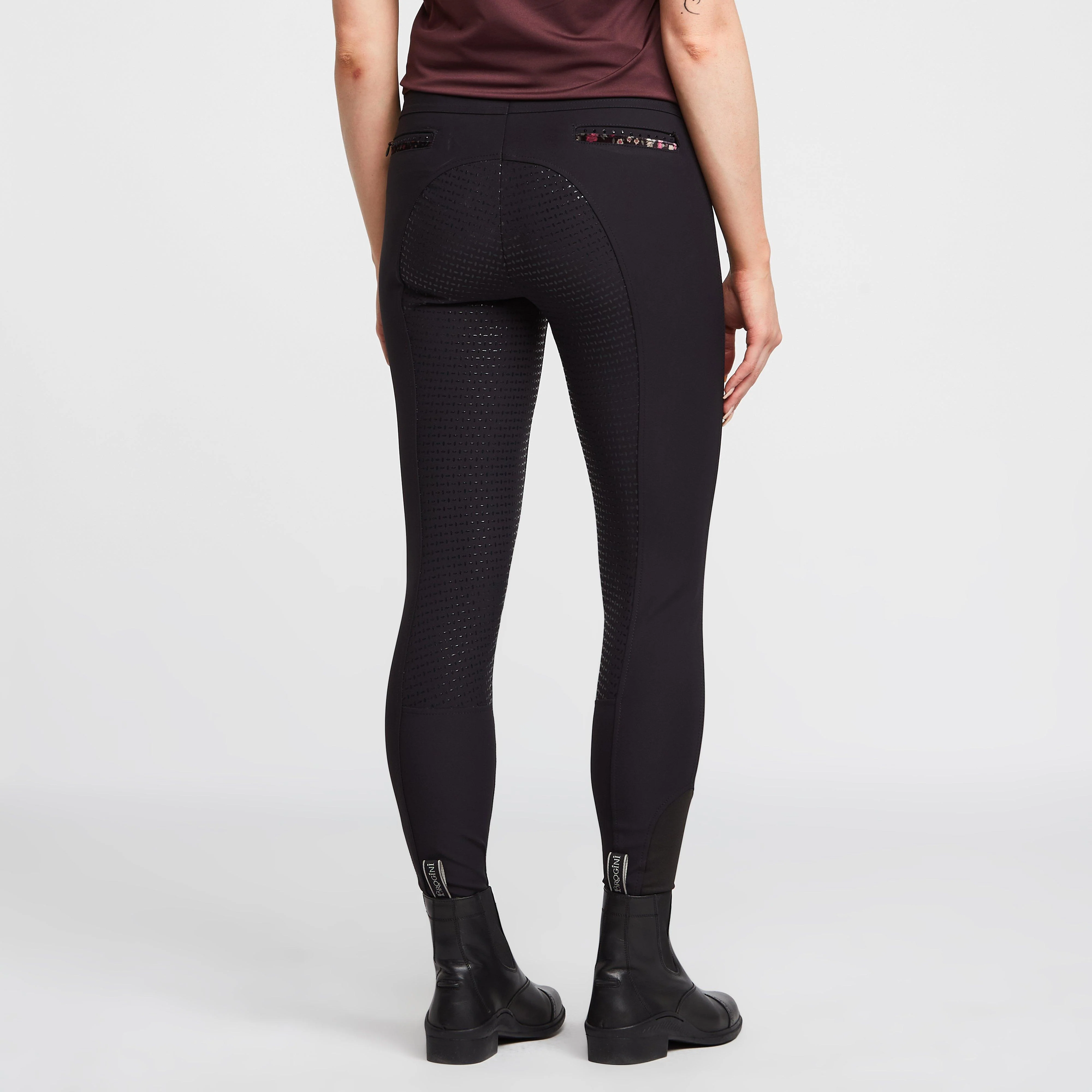 Womens El Capone Silicone Full Seats Breeches Black Flower - Image 2