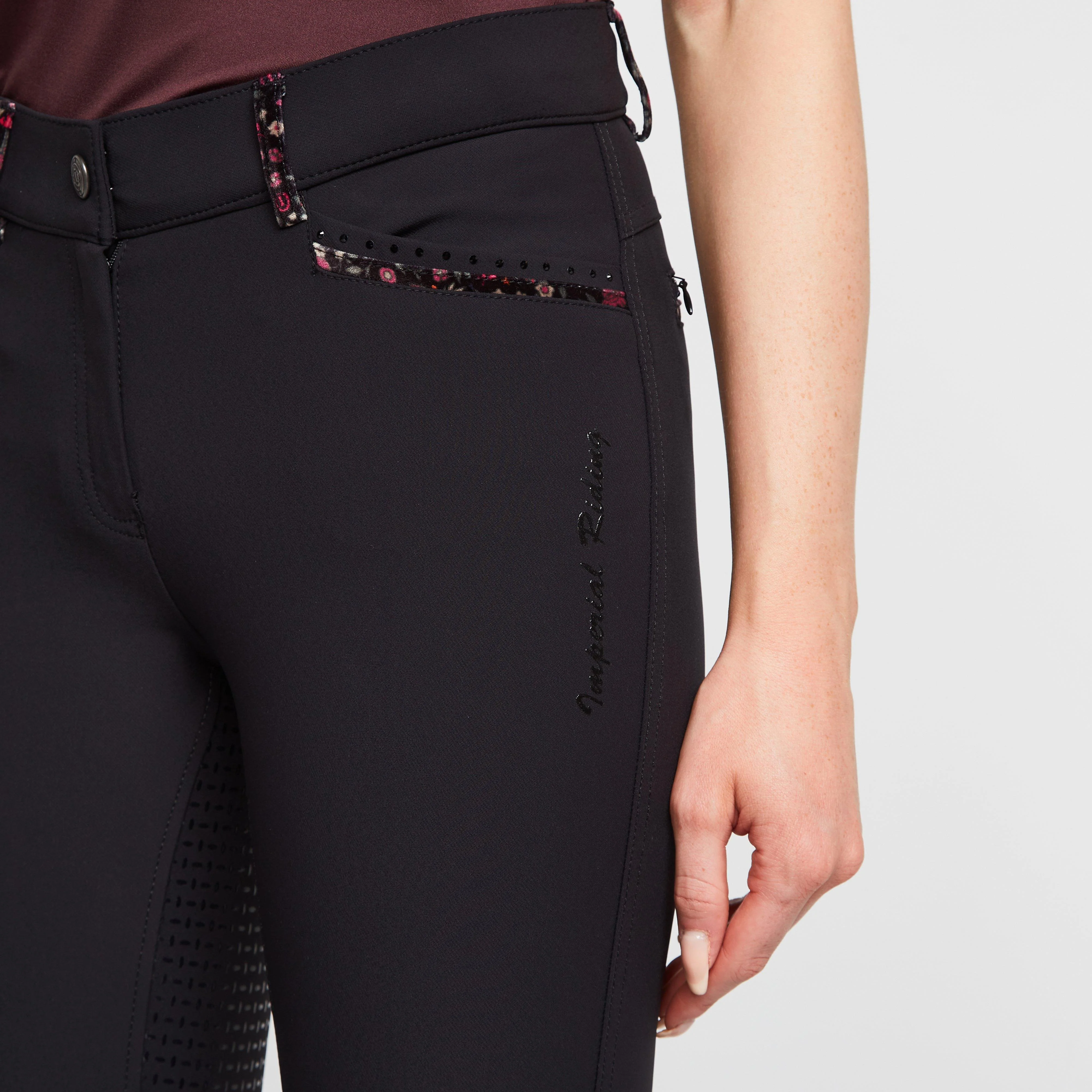 Womens El Capone Silicone Full Seats Breeches Black Flower - Image 4