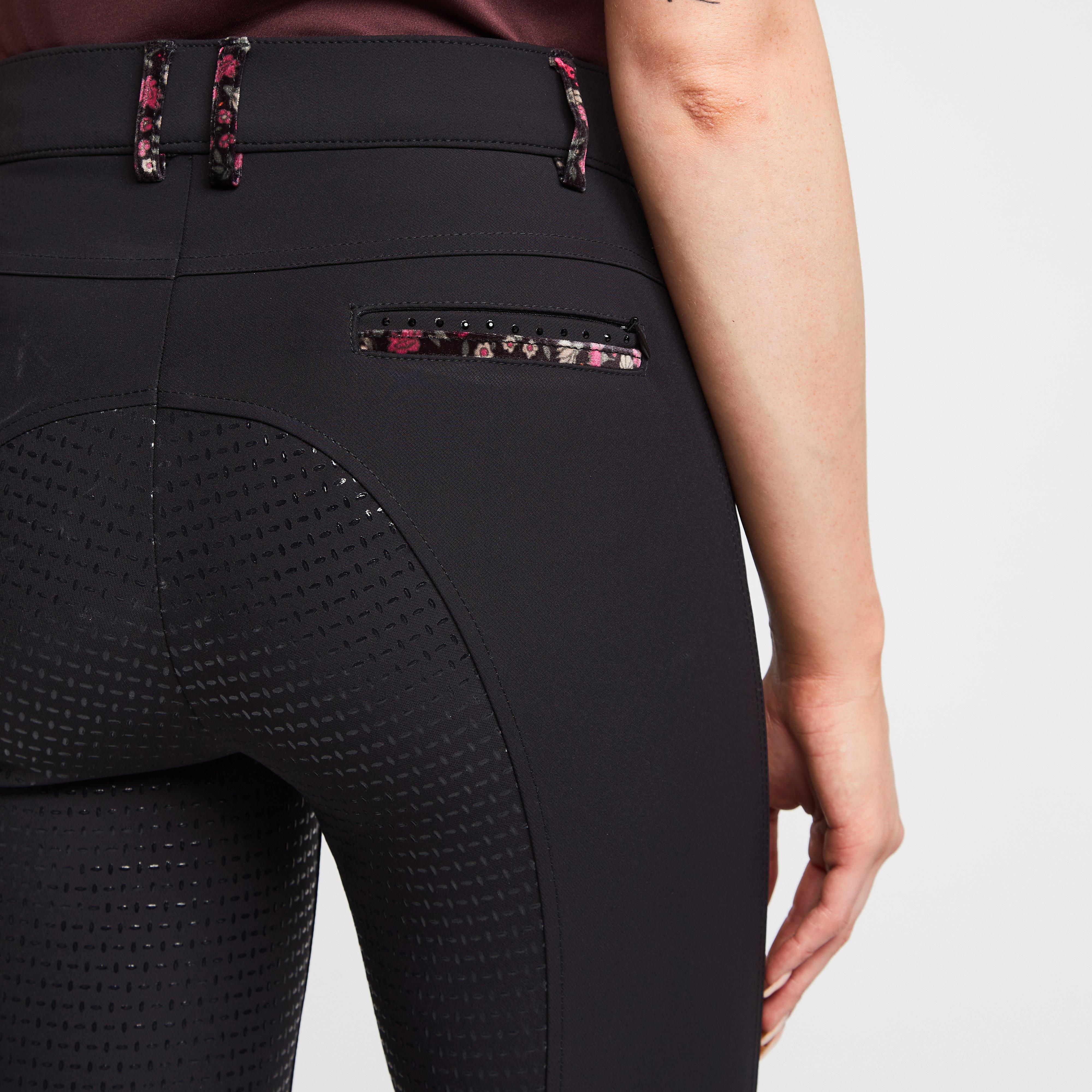 Womens El Capone Silicone Full Seats Breeches Black Flower - Image 5