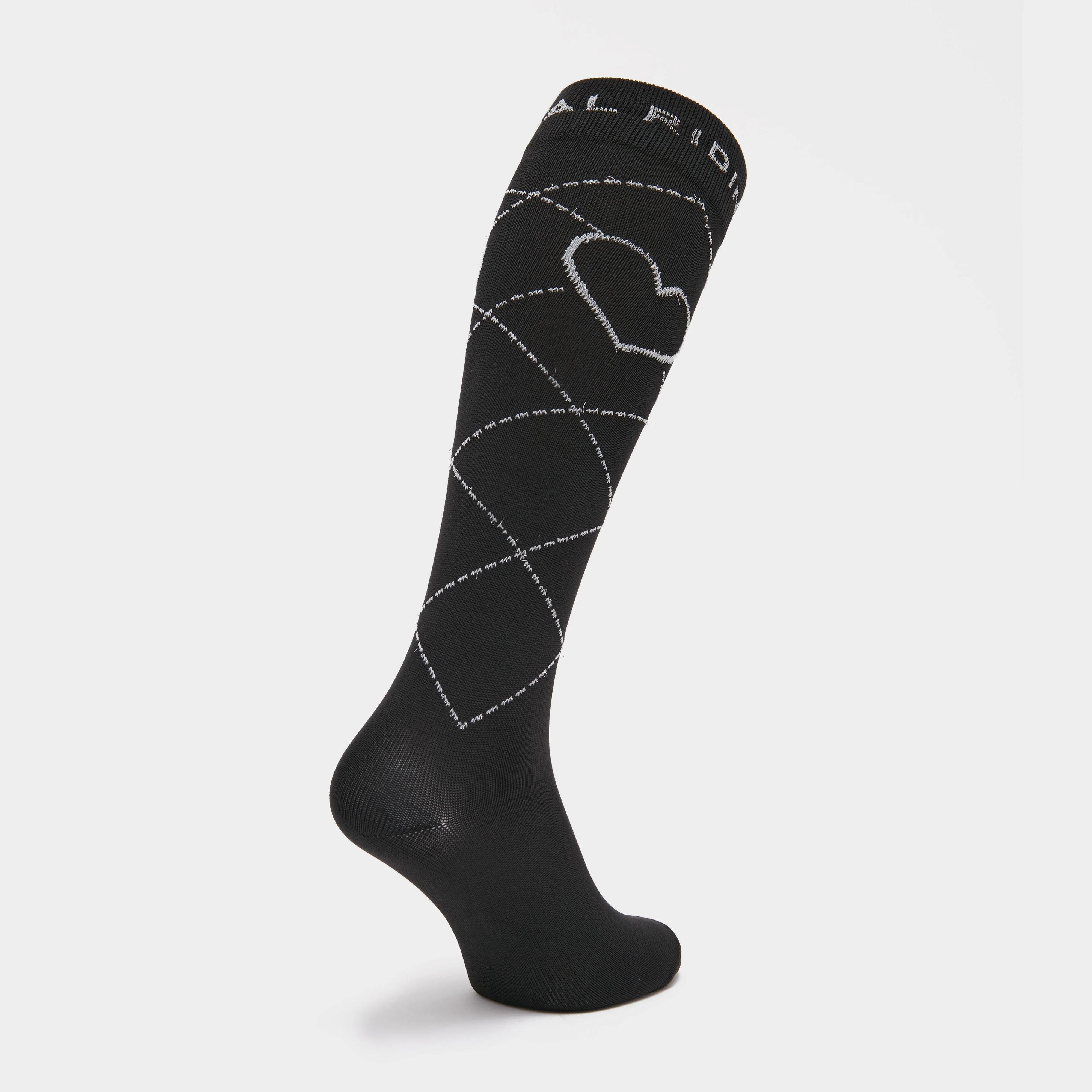 Womens Heart Long Socks Black - Image 3
