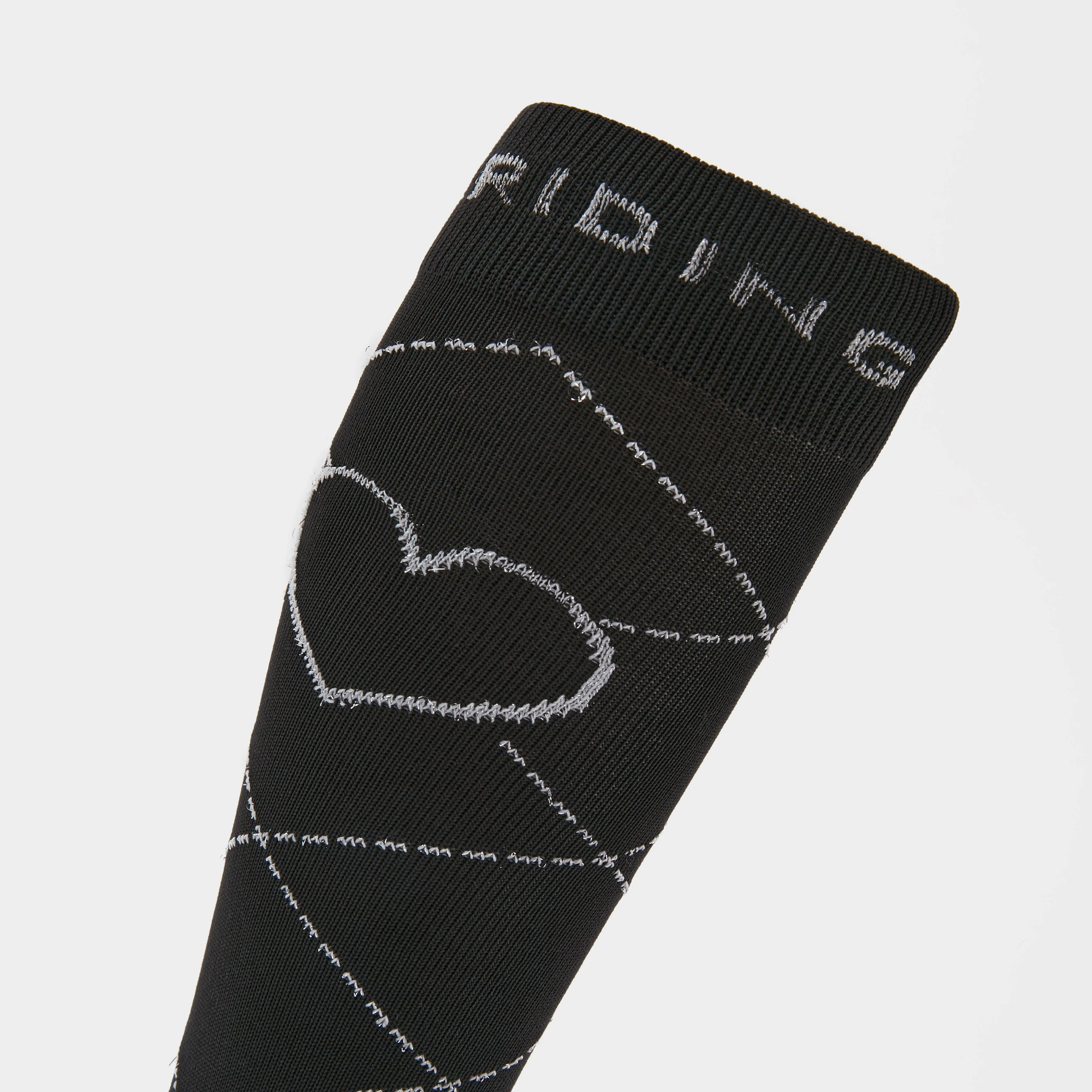 Womens Heart Long Socks Black - Image 4