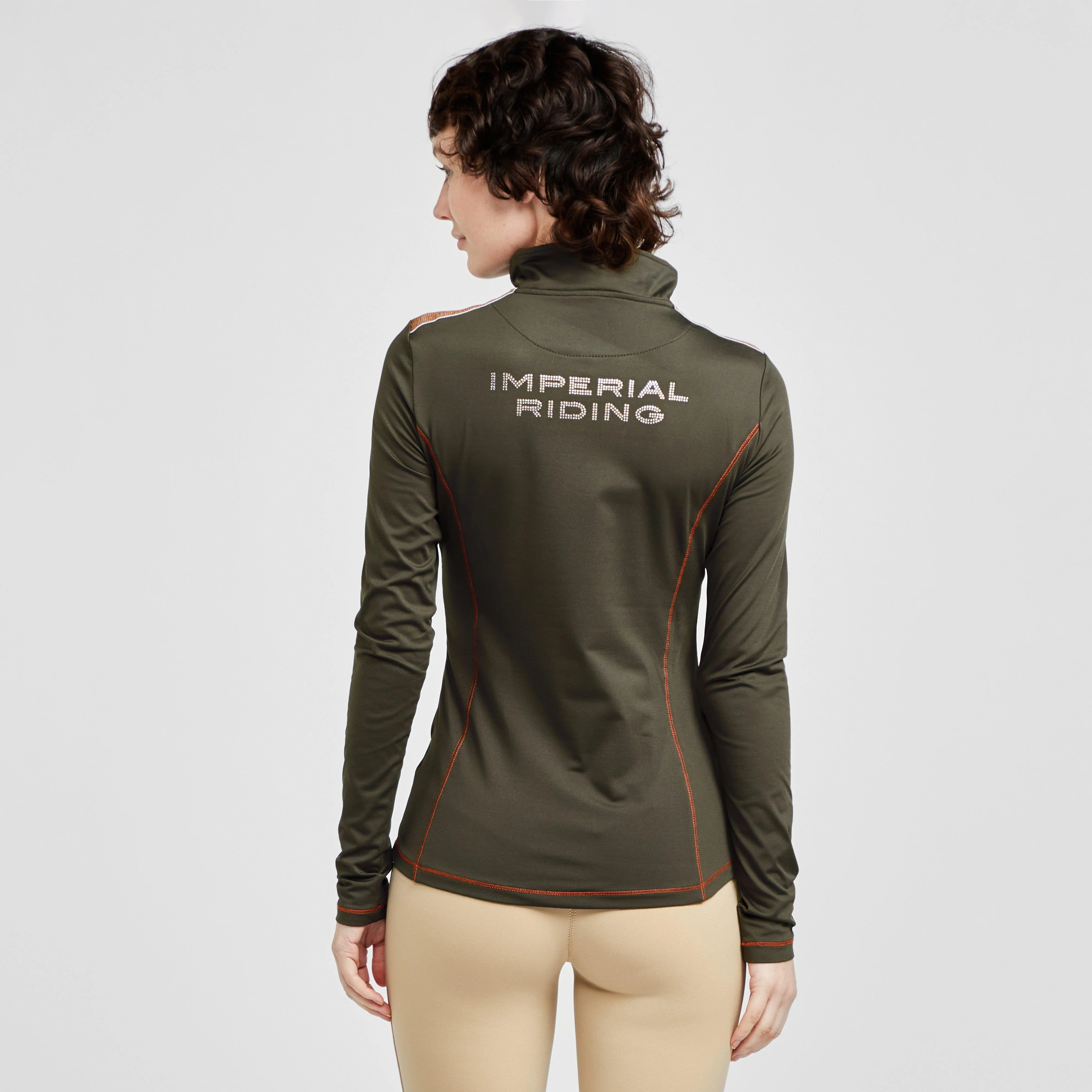 Womens Sporty Star 1/2 Zip Technical Top Dark Olive - Image 2