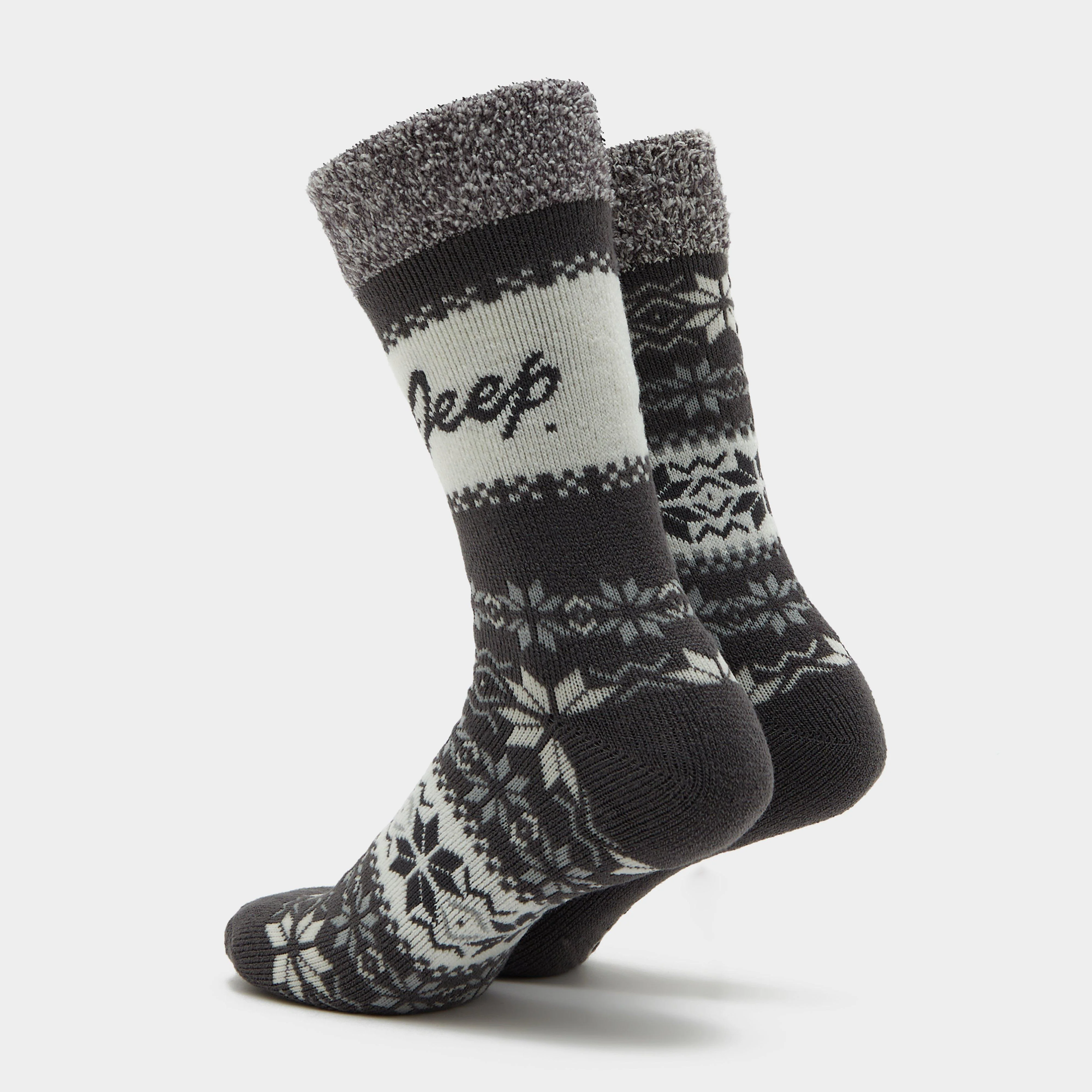 Womens Brushed Thermal Boot Socks Slate/Cream - Image 2