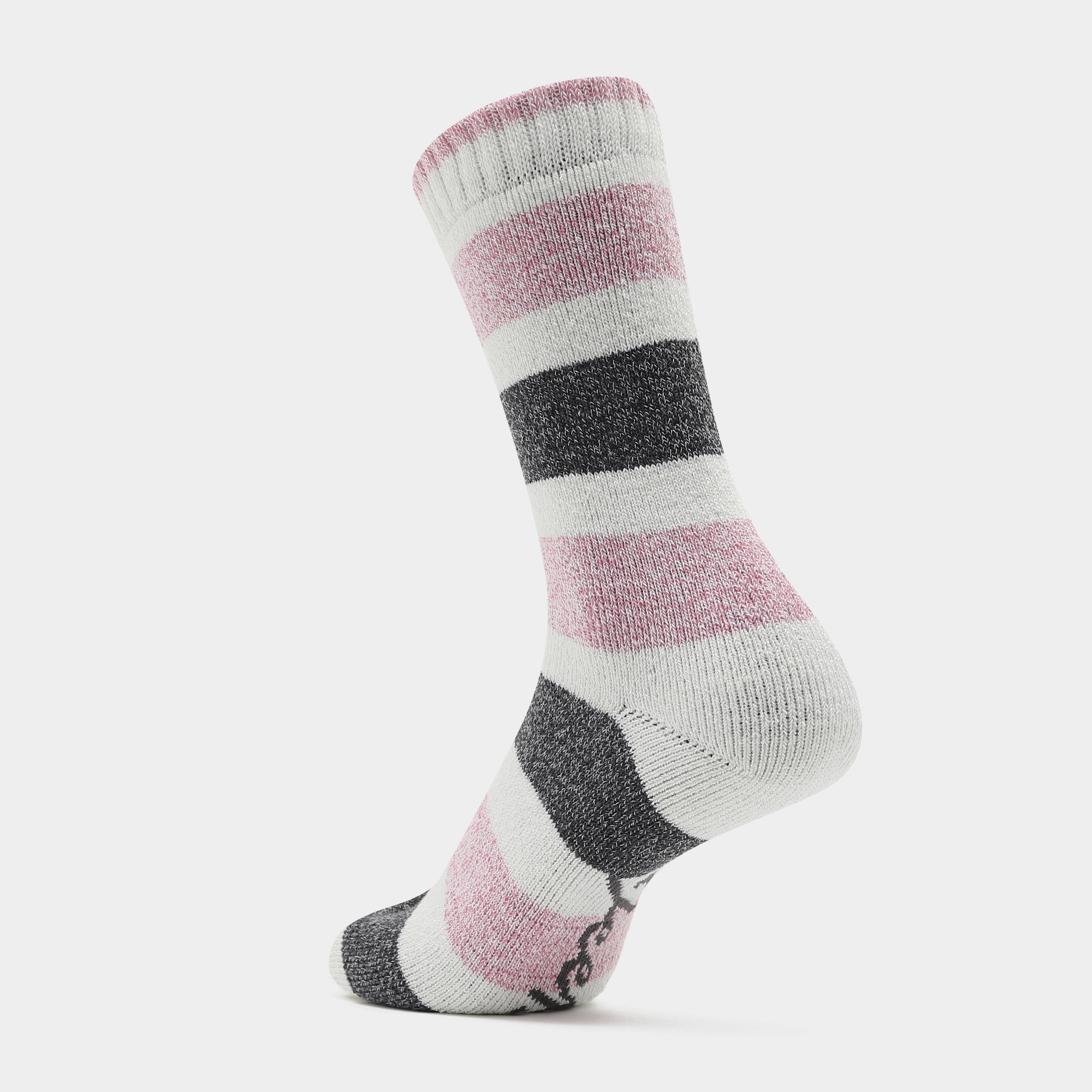 Womens Stripe Socks 3 Pack Pink/Grey - Image 2