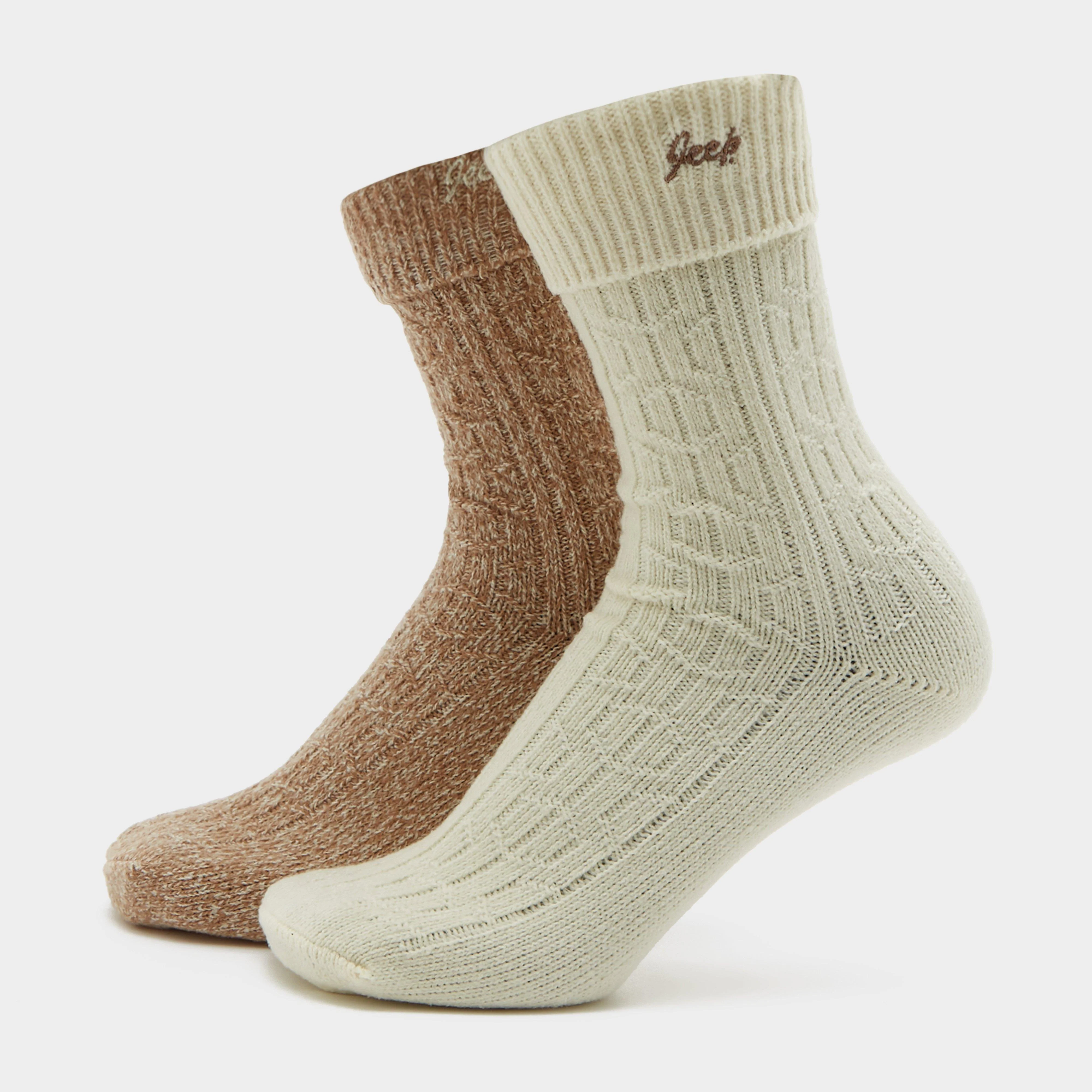 Womens Super Soft Brushed Boot Socks Taupe/Cream - Image 3