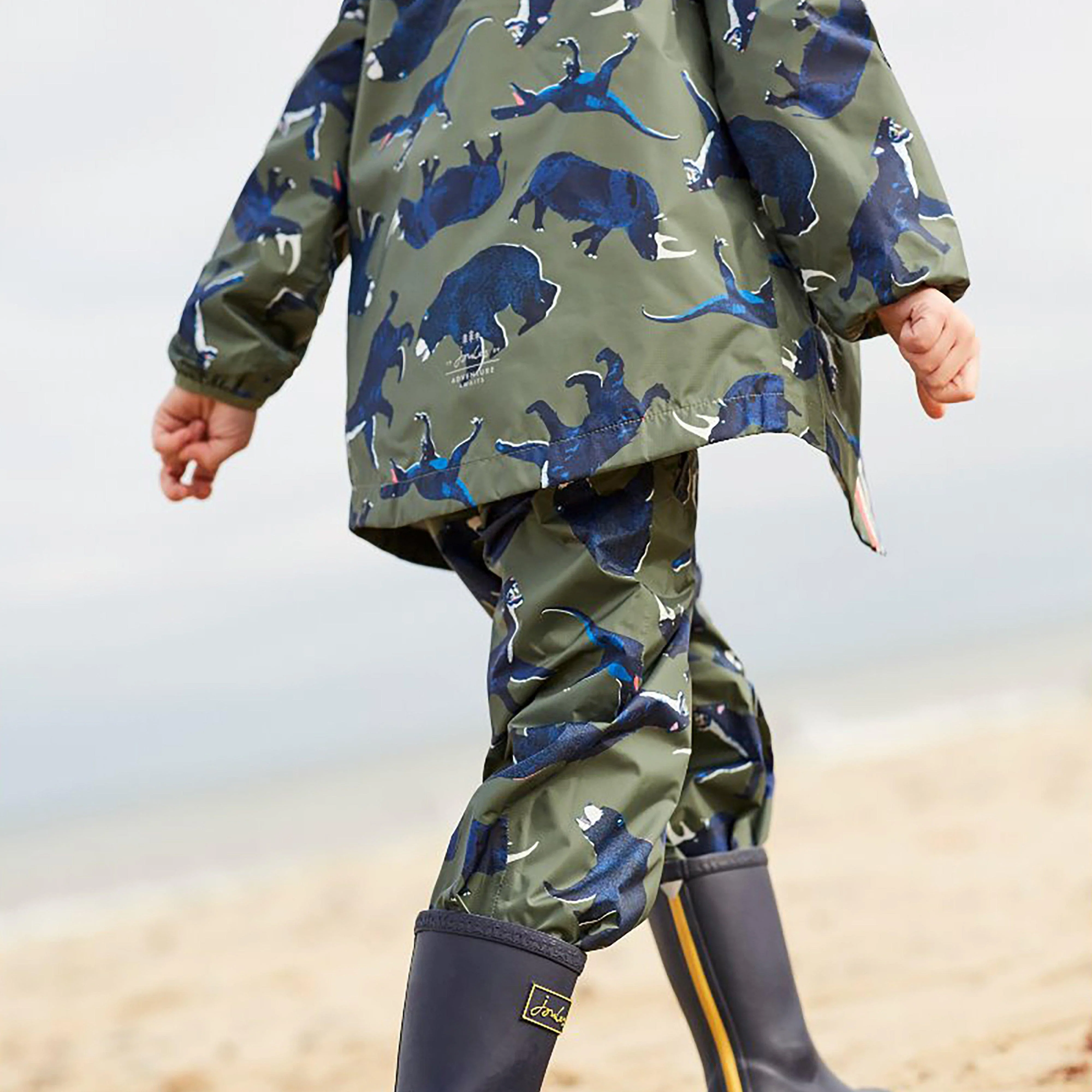 Joules Kids Bayfield Waterproof Jacket Green Beasts - Image 13