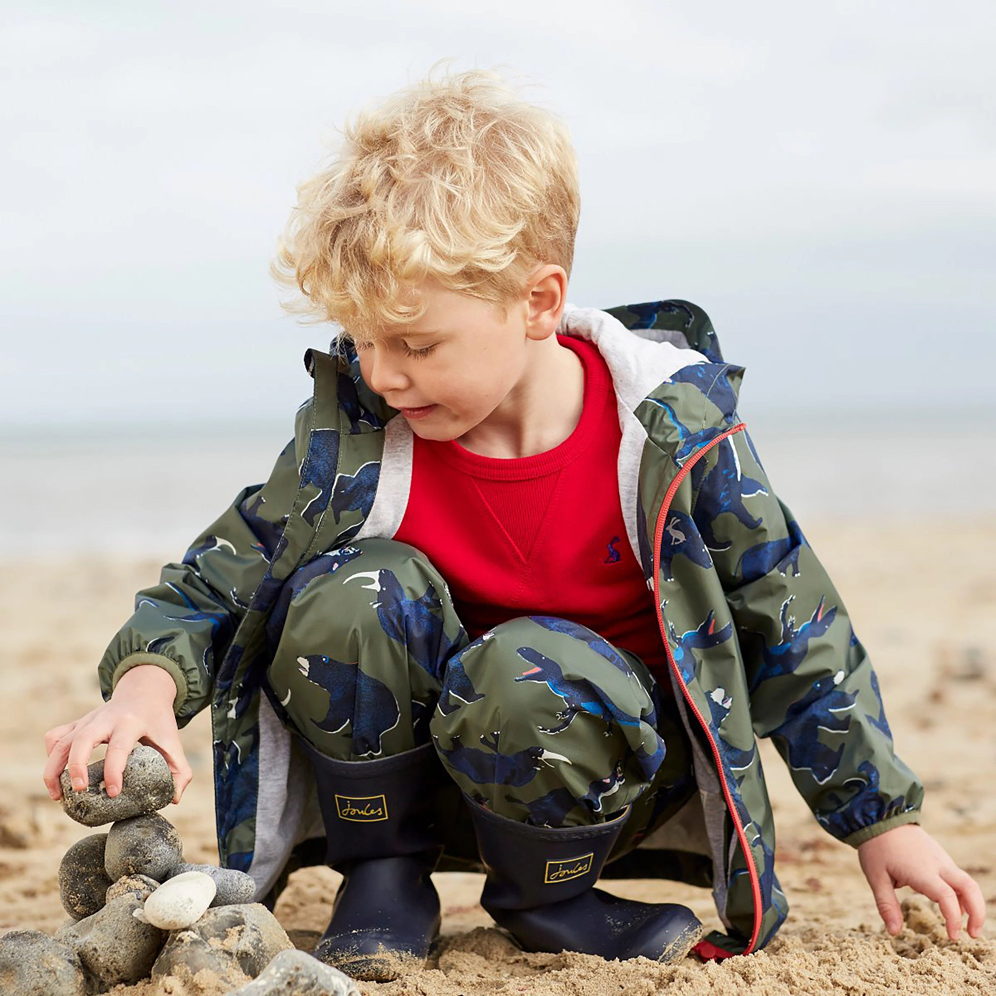 Joules Kids Bayfield Waterproof Jacket Green Beasts - Image 6