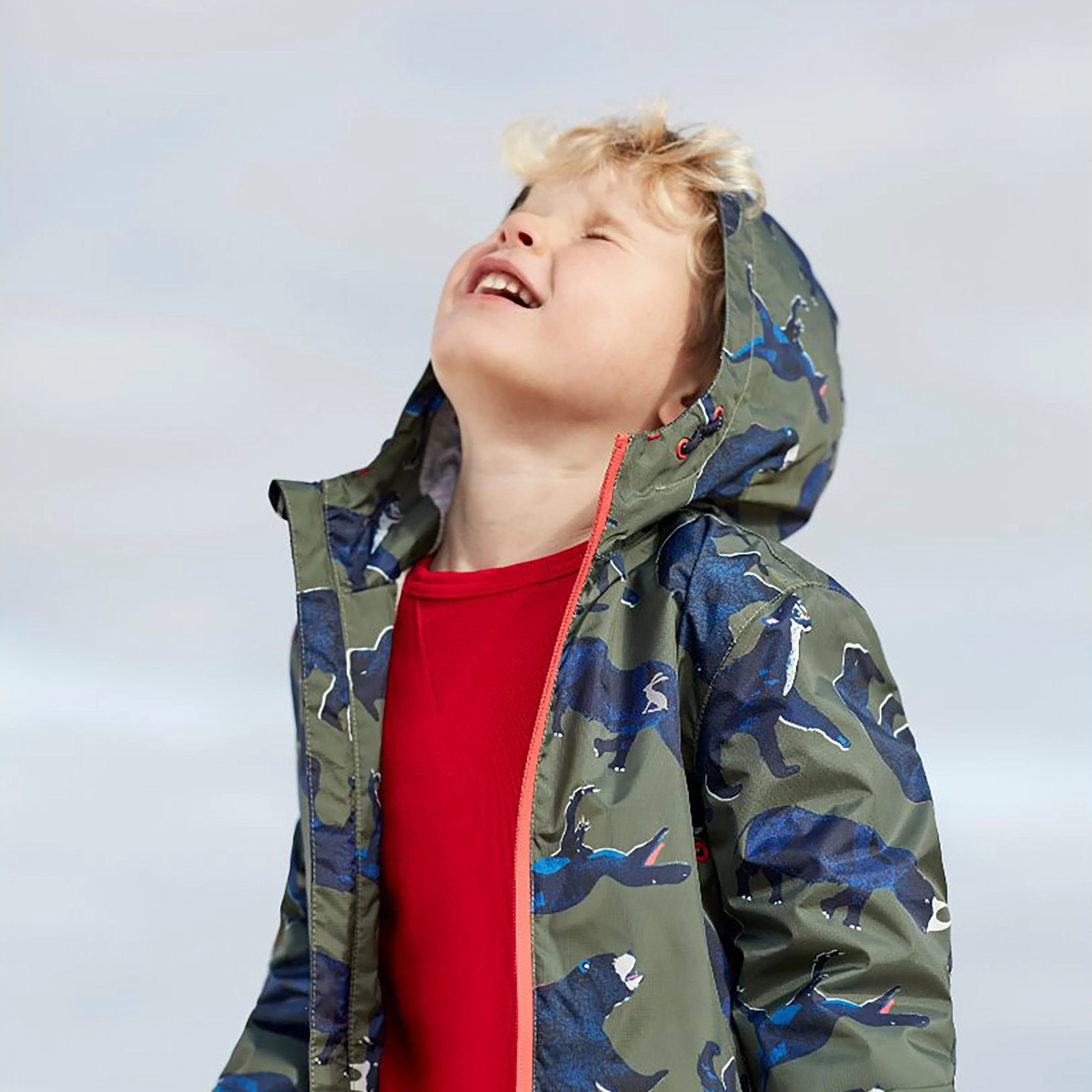 Joules Kids Bayfield Waterproof Jacket Green Beasts - Image 9
