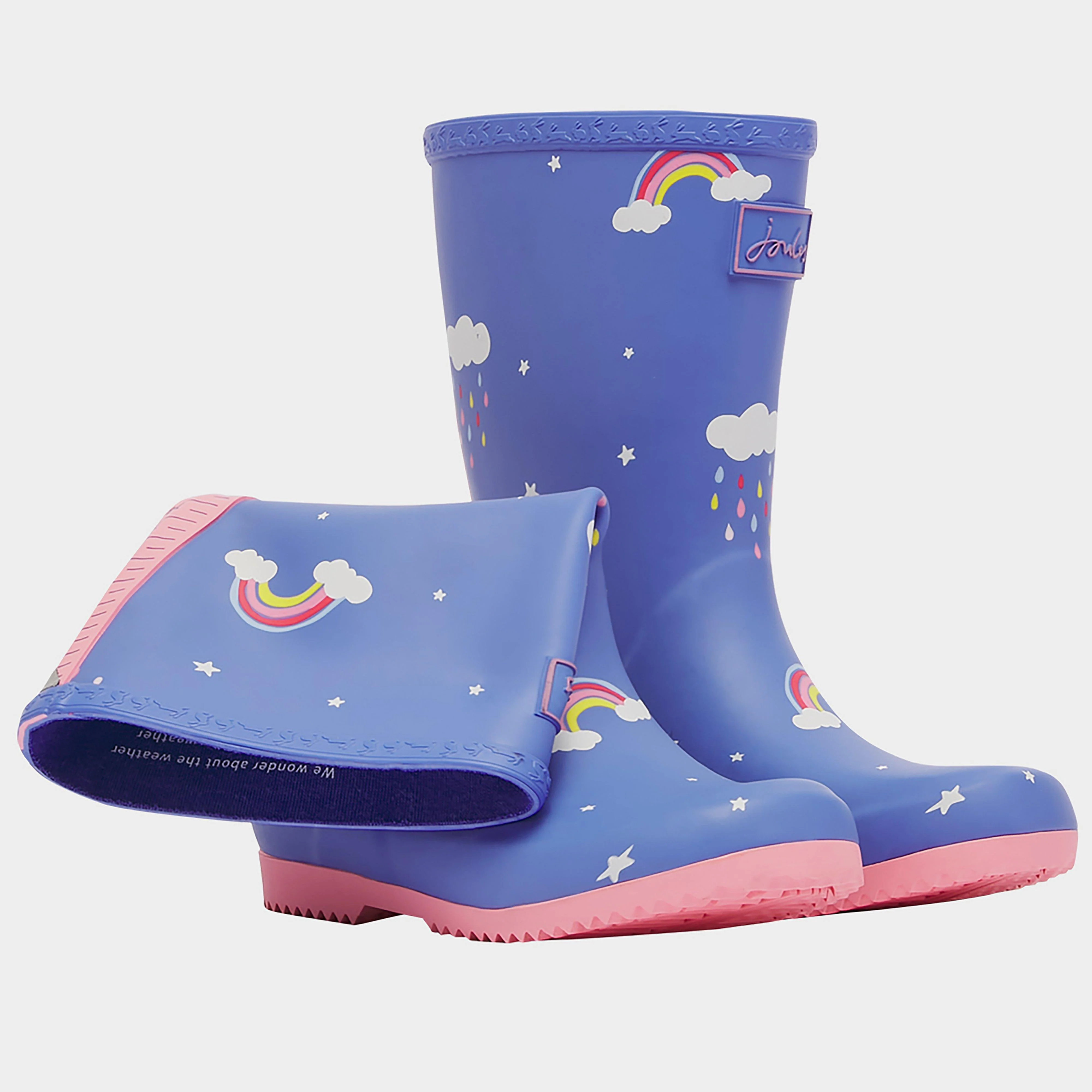 Junior Roll Up Wellies Blue Clouds - Image 4