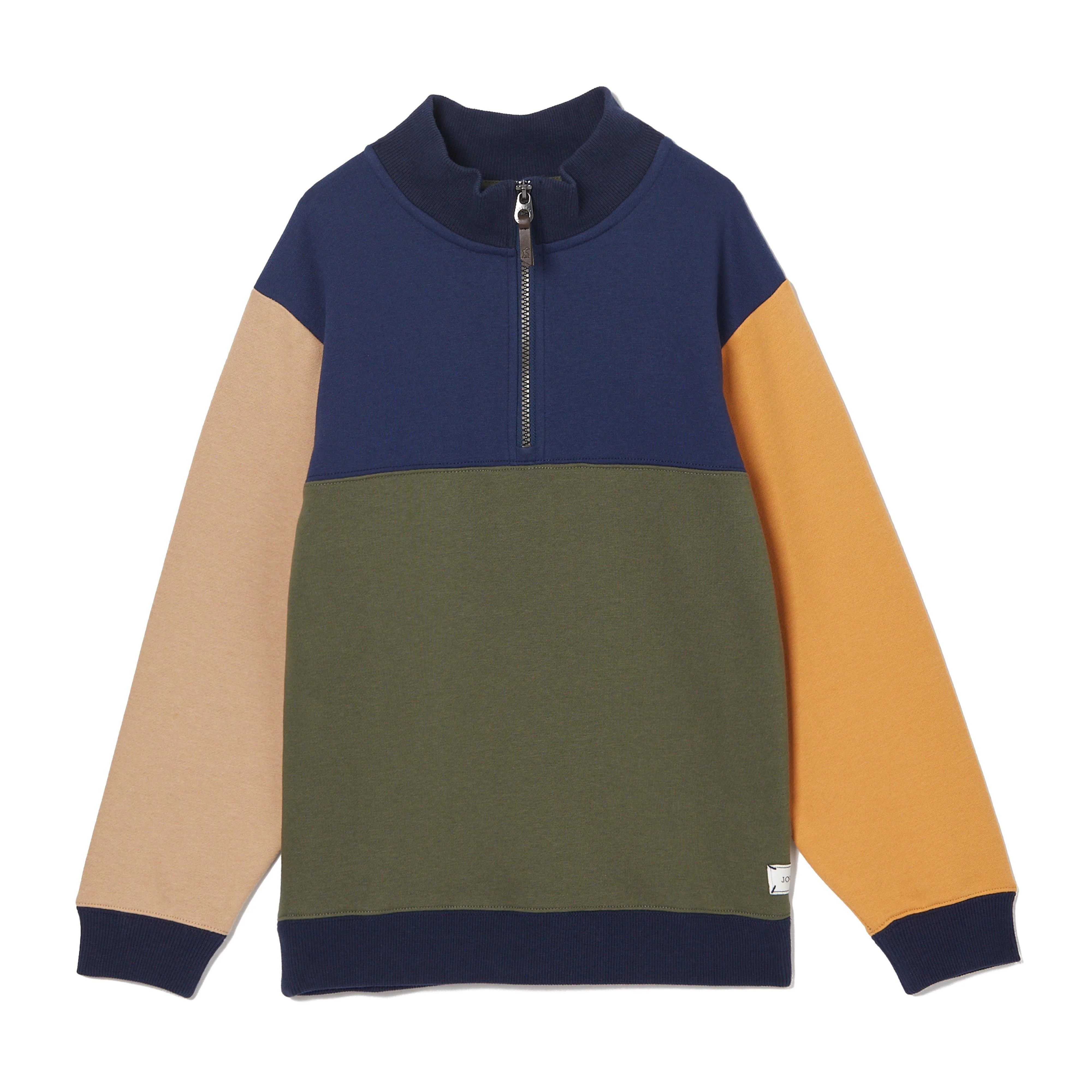 Kids Elliot Quarter Zip Sweatshirt Multi Colourblock - Image 4
