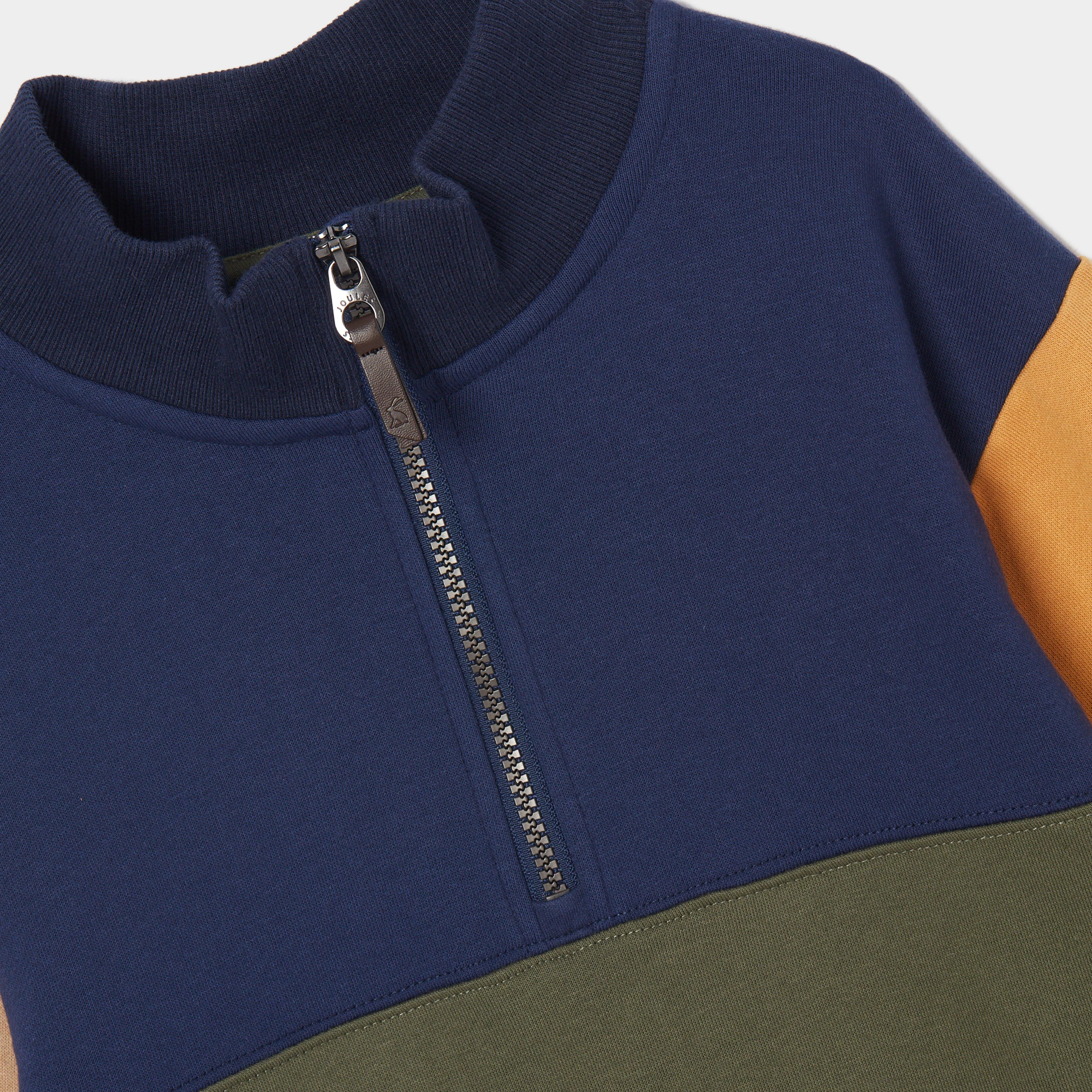 Kids Elliot Quarter Zip Sweatshirt Multi Colourblock - Image 3