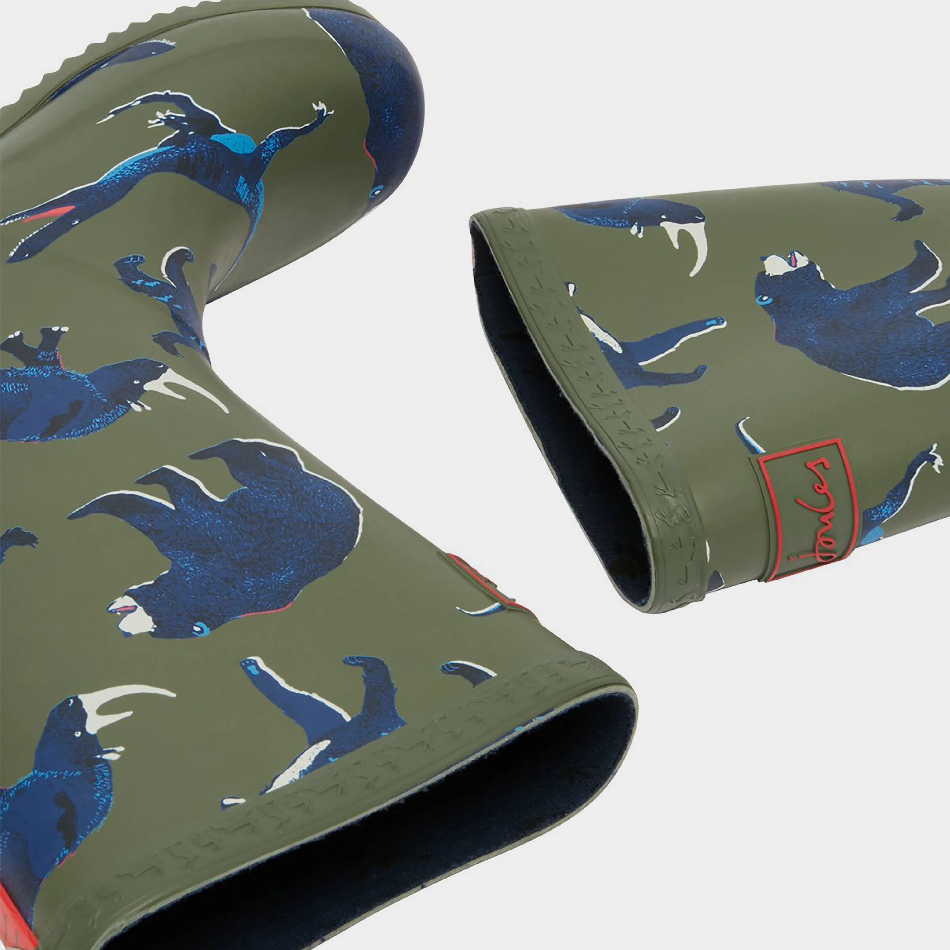 Kids Roll Up Wellies Green Animal - Image 7