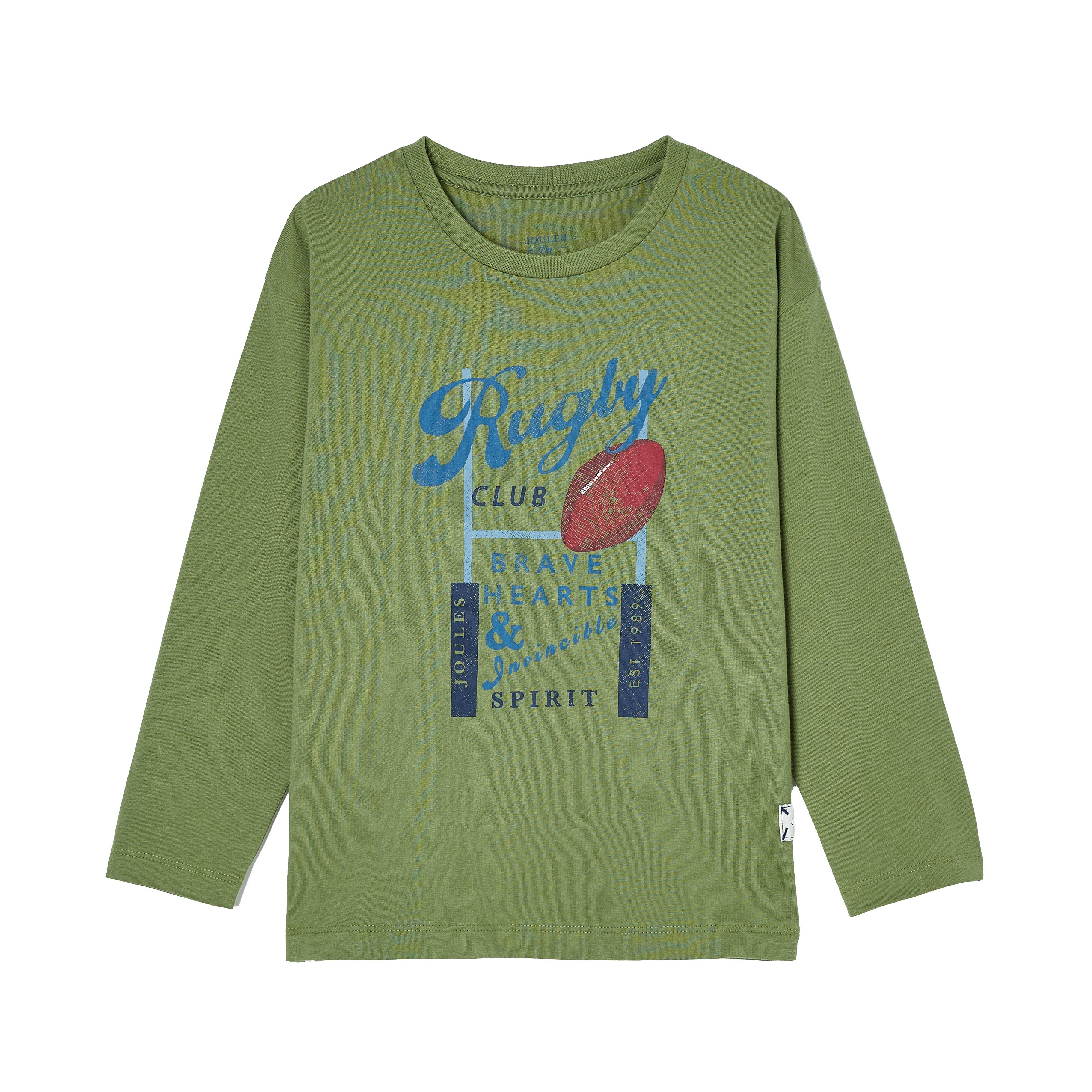 Kids Rugby Print Artwork Top Green - Image 6