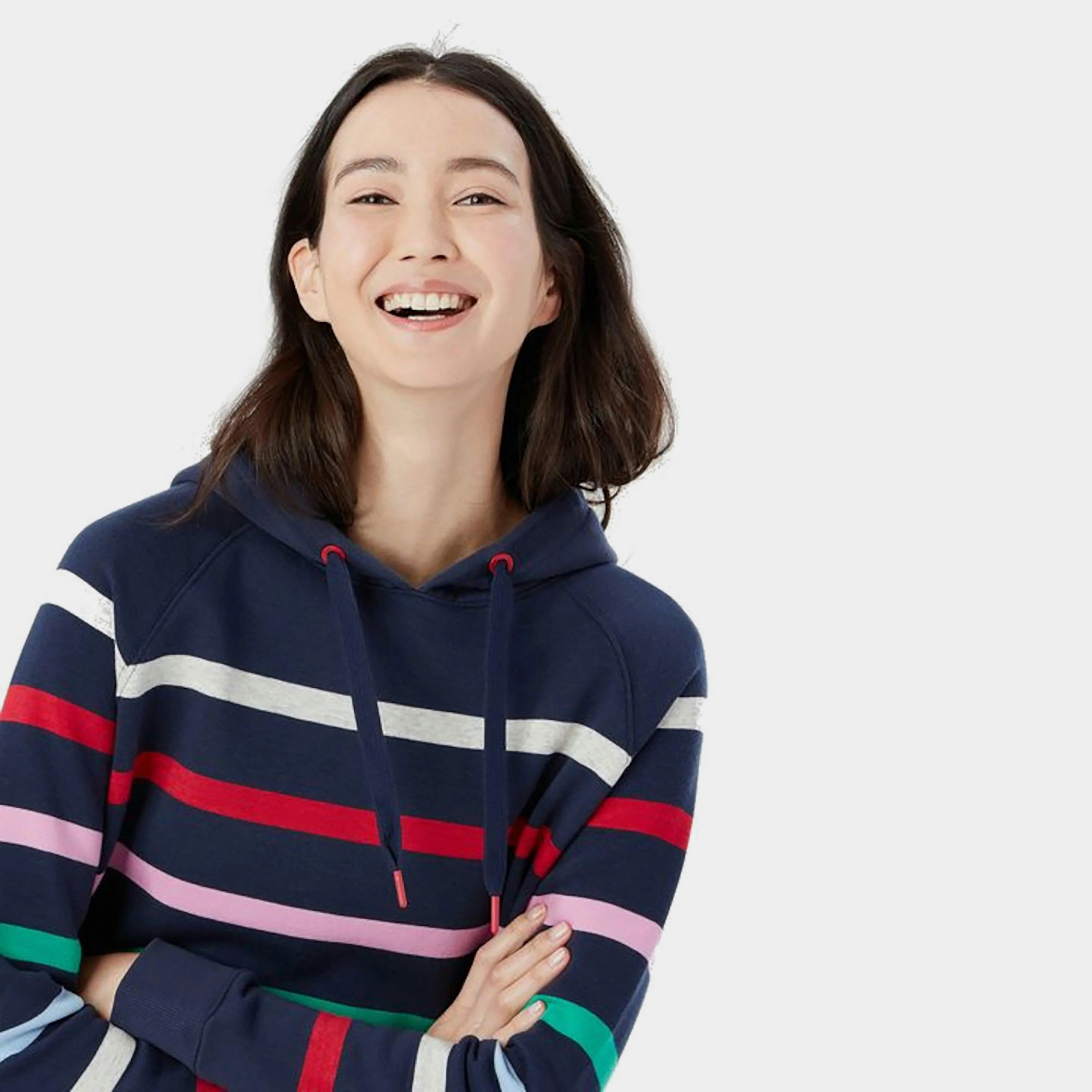 Ladies Rowley Reglan Sweatshirt Navy Multistripe - Image 4