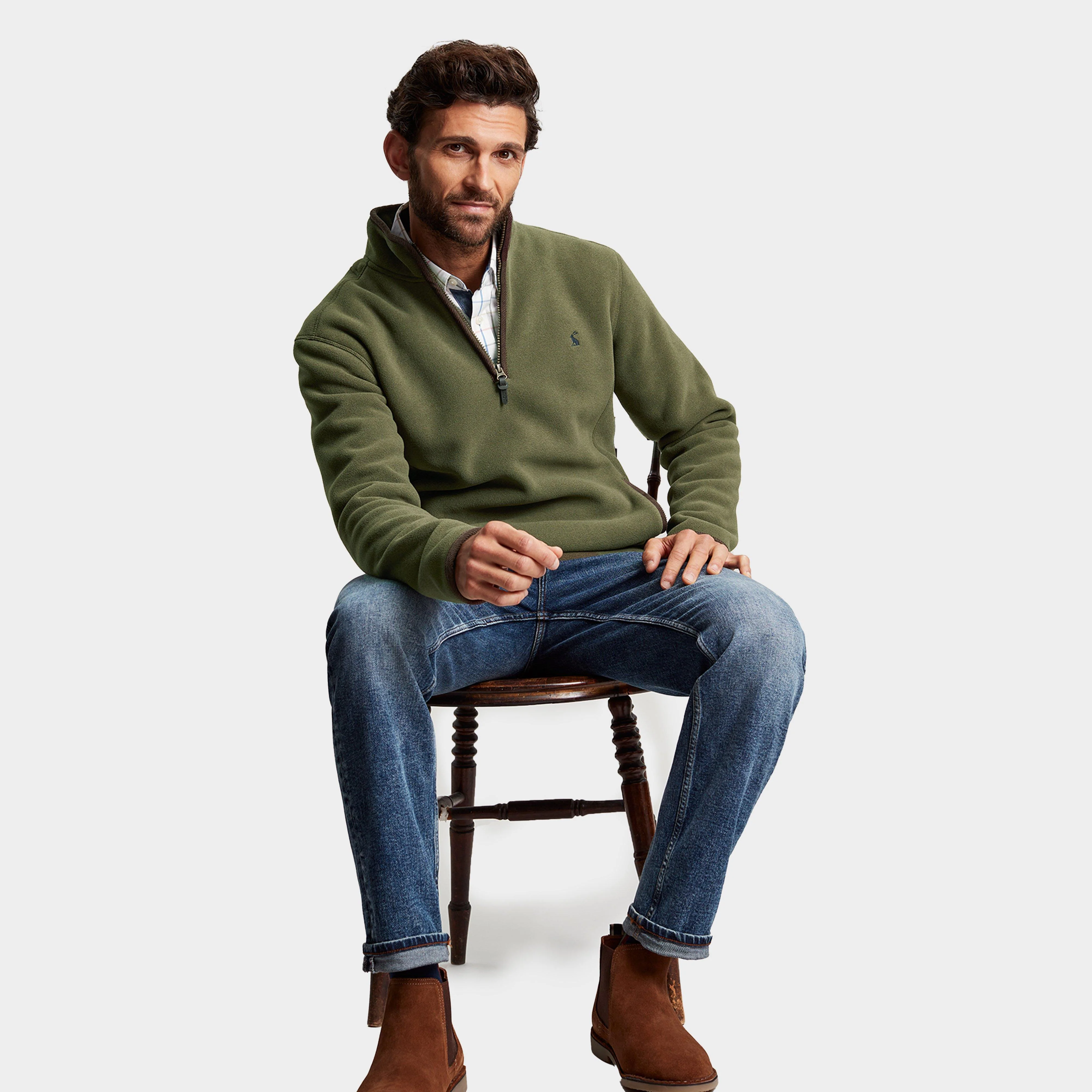 Mens Coxton Quarter Zip Fleece Sweatshirt Heritage Green - Image 7