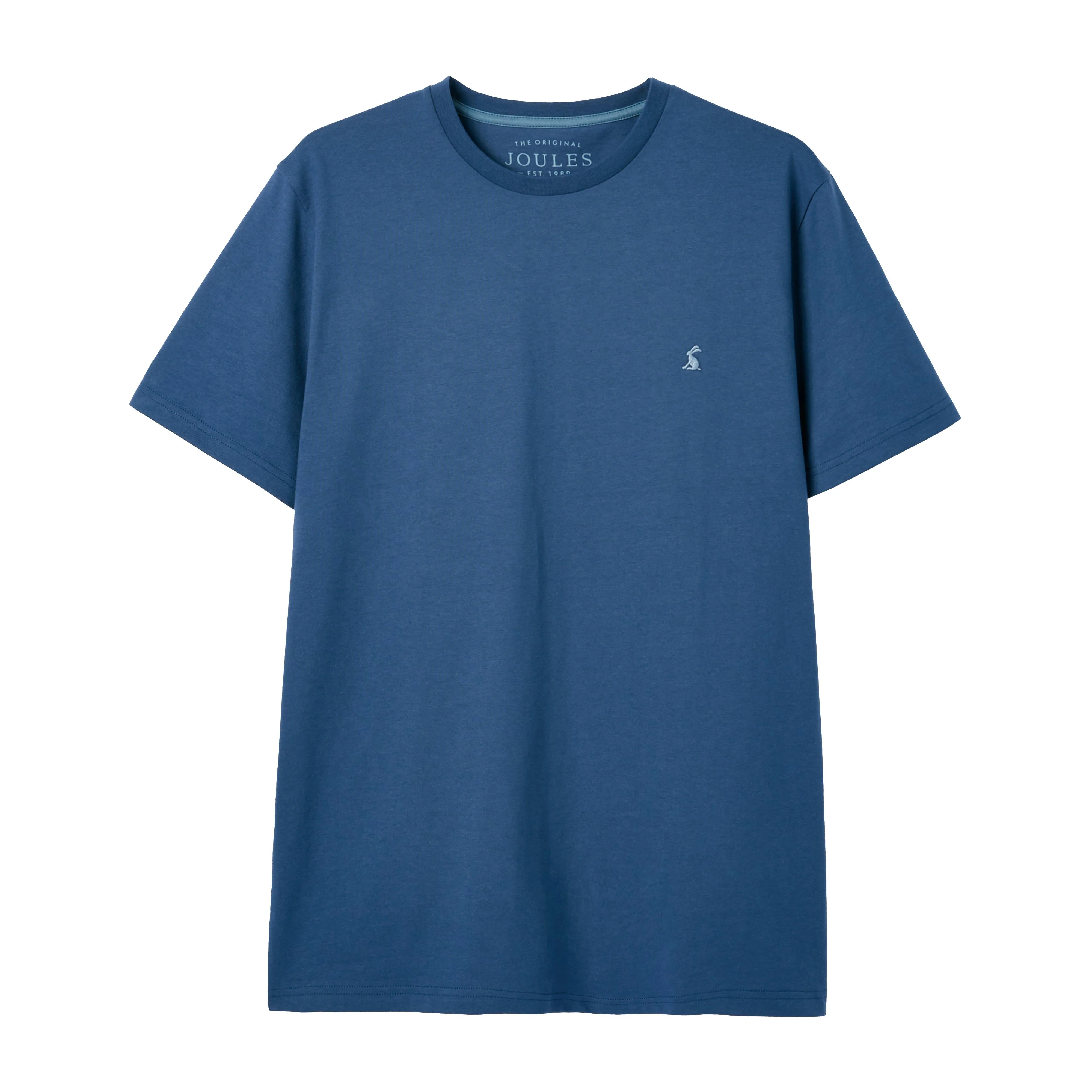 Mens Denton Grey Plain Jersey Crew Neck T-Shirt Blue - Image 6