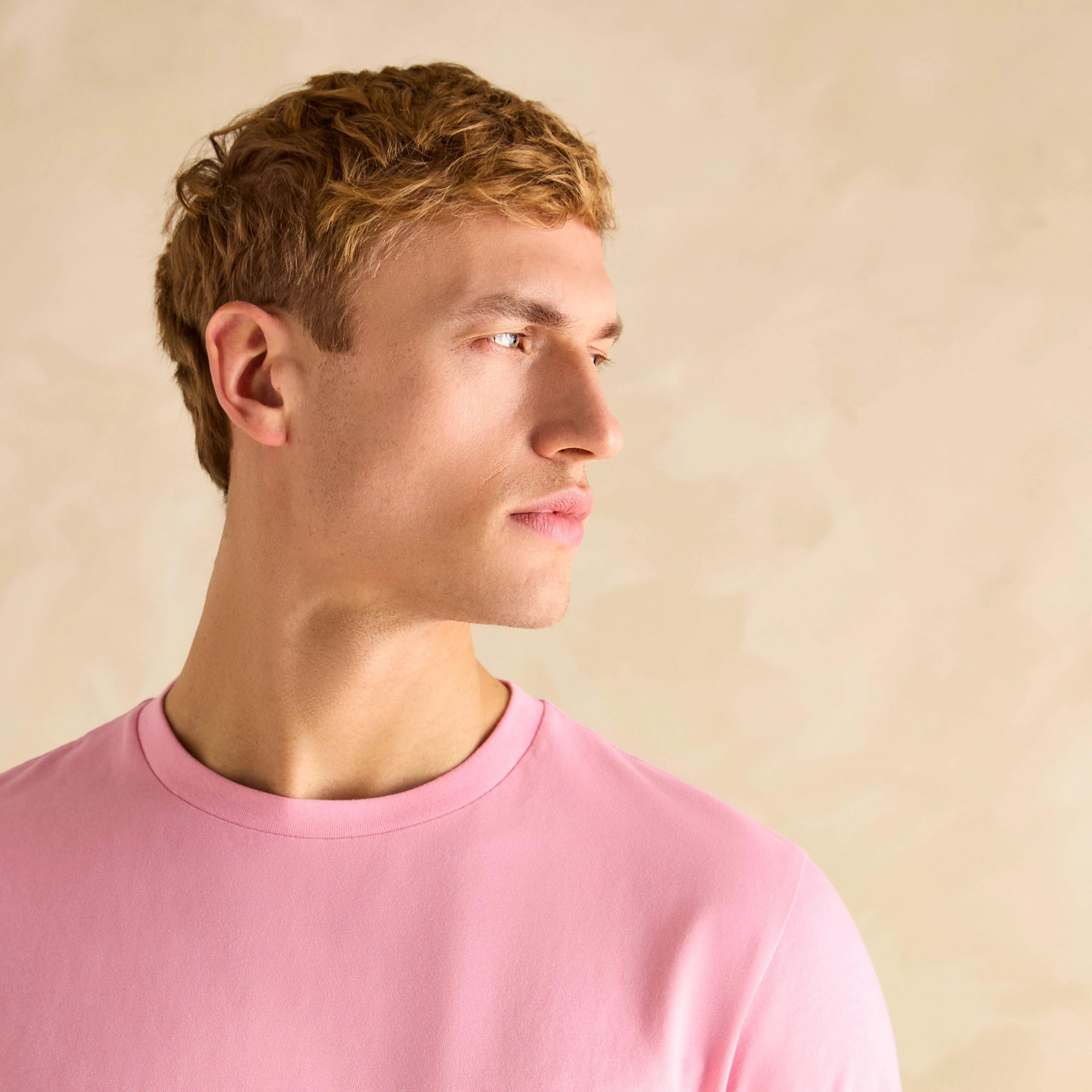 Mens Denton Grey Plain Jersey Crew Neck T-Shirt Deep Pink - Image 3