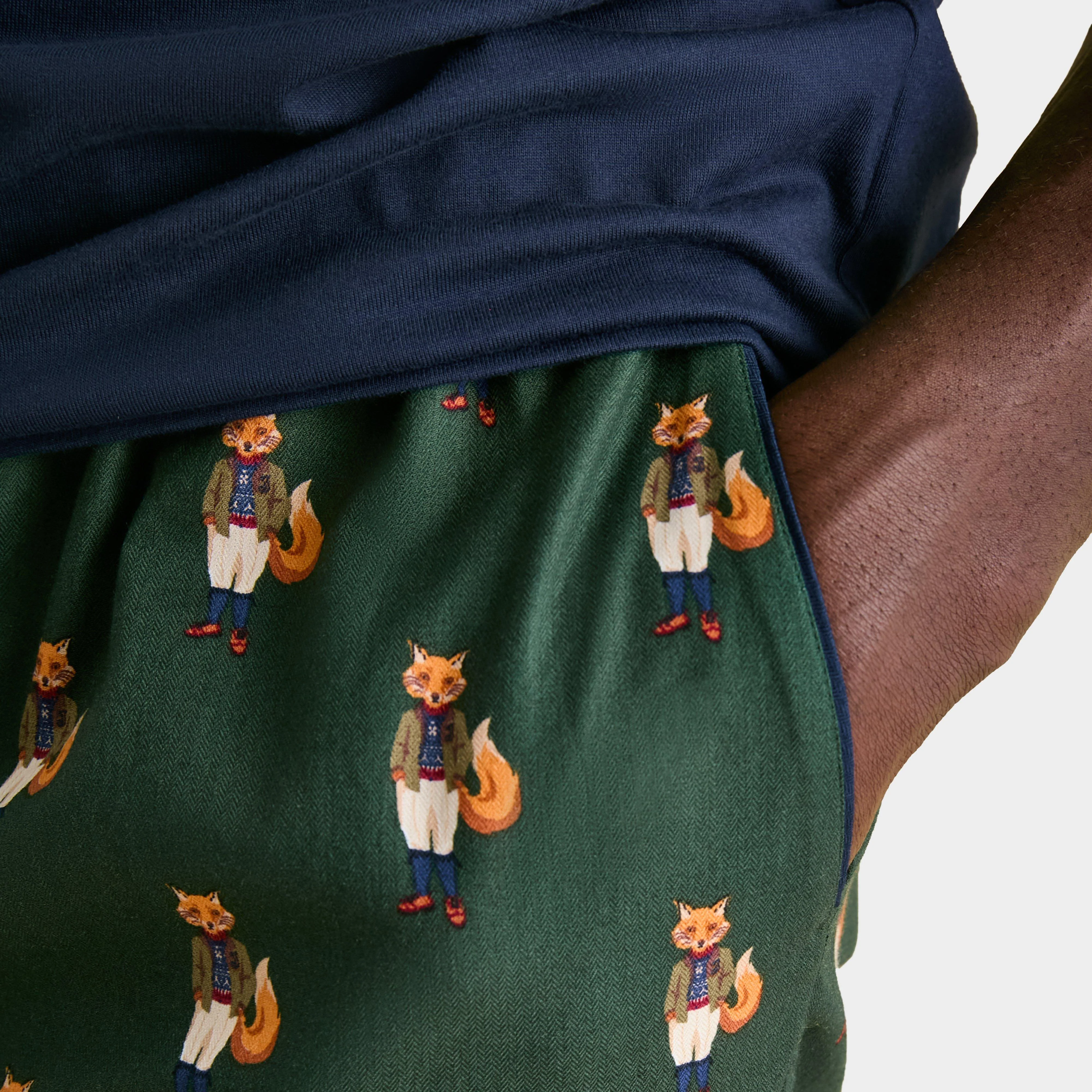 Mens Dozer Cotton Pyjama Bottoms Green Fox - Image 4