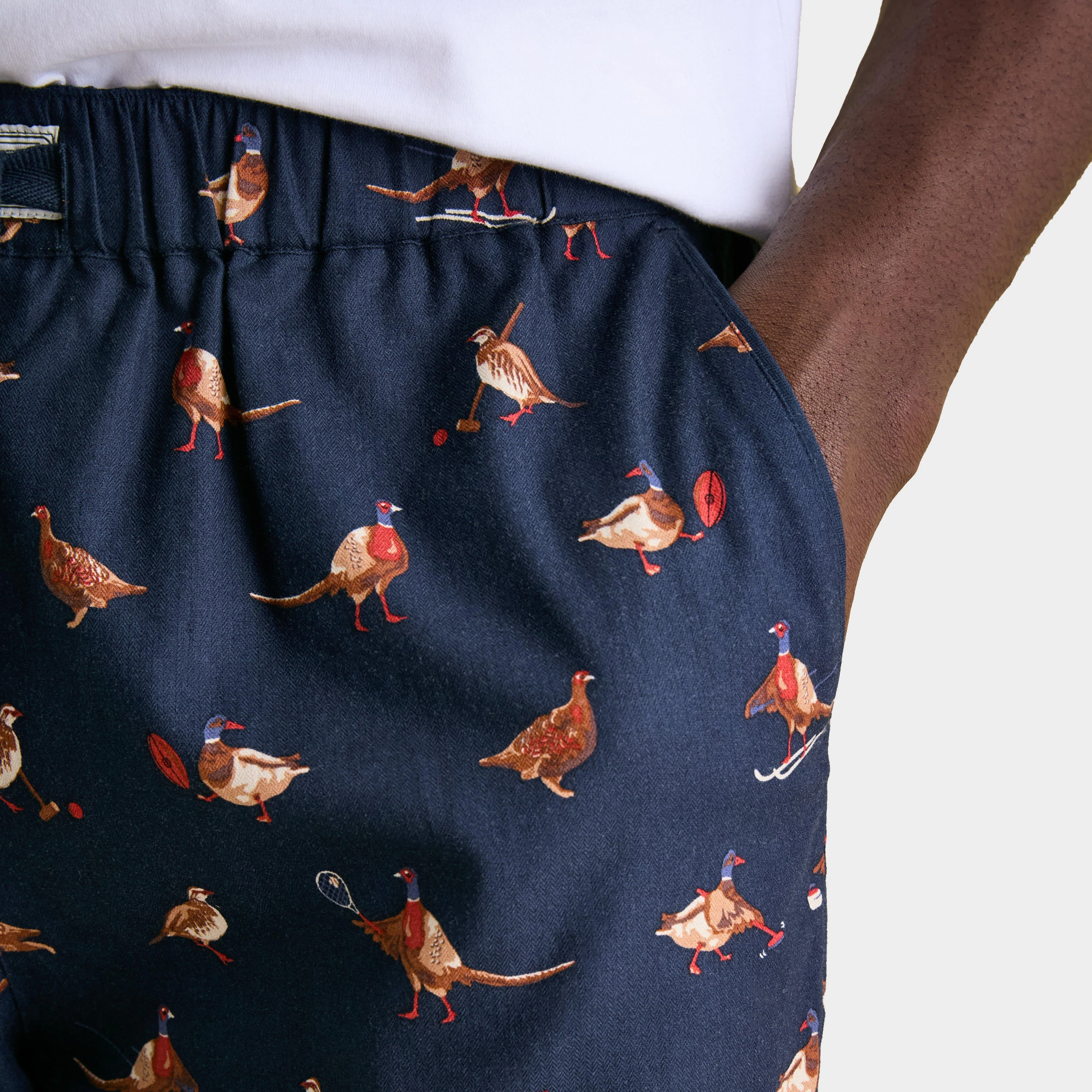 Mens Dozer Cotton Pyjama Bottoms Navy Birds - Image 4
