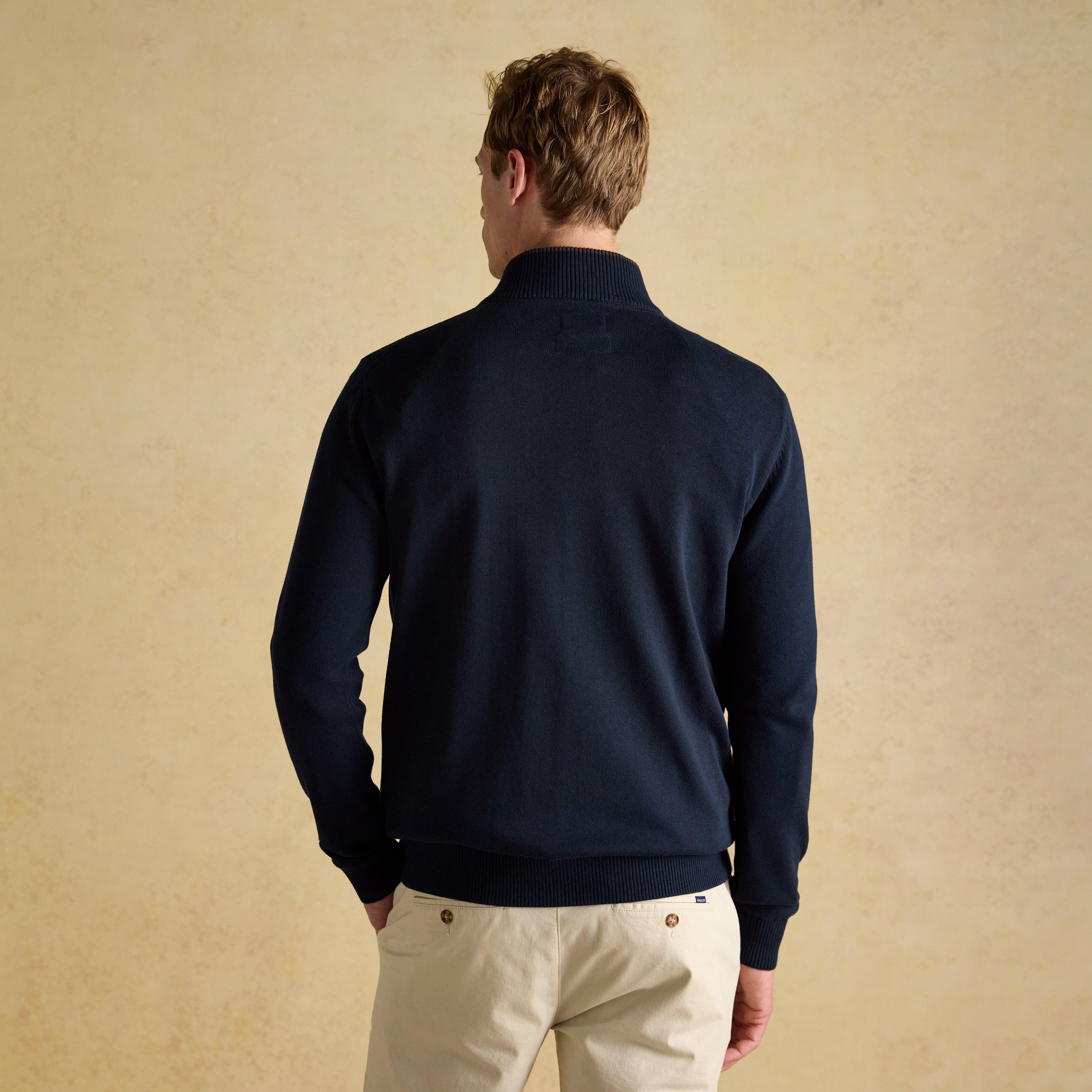 Men's Hillside Navy Quarter Zip Knitted Jumper - Image 3