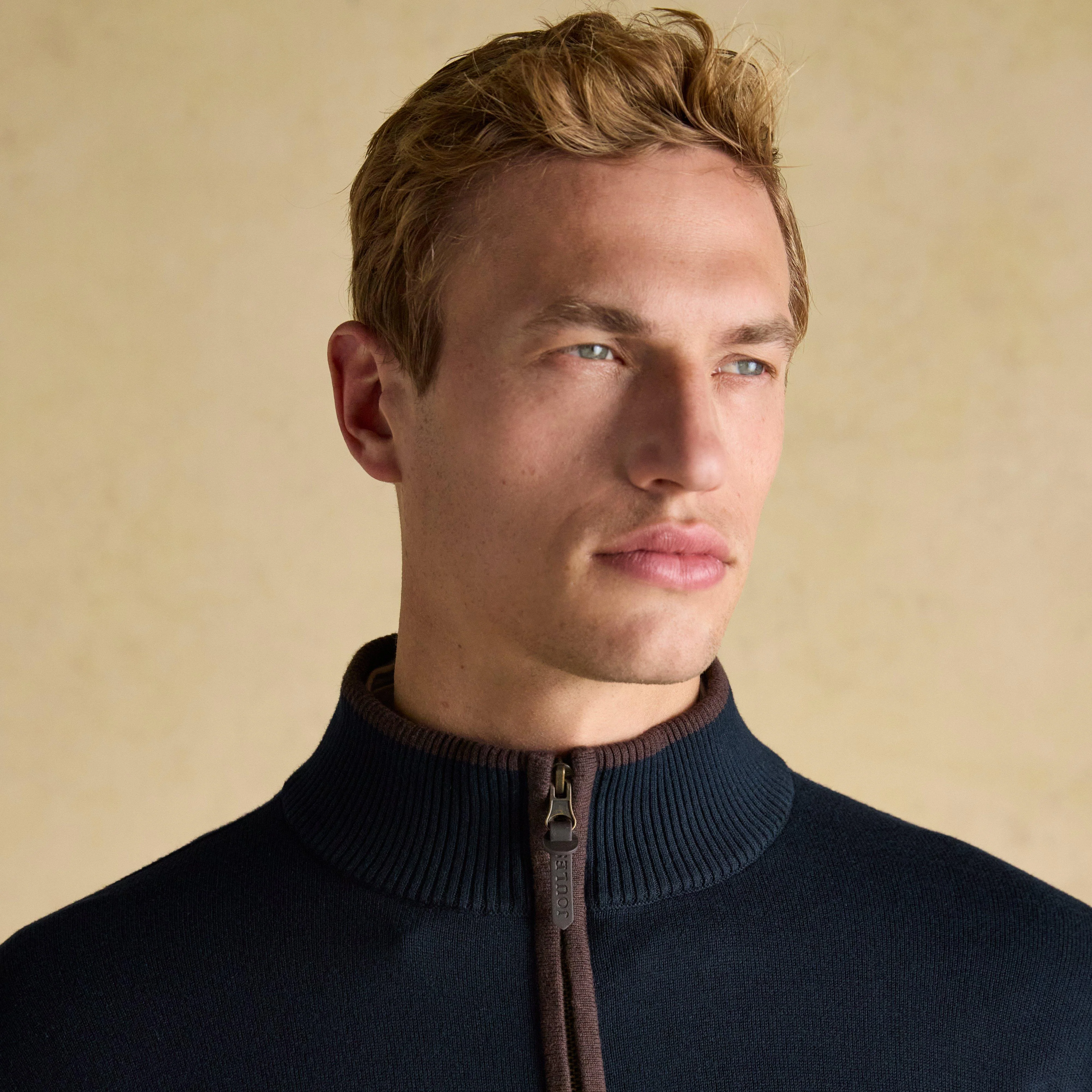 Men's Hillside Navy Quarter Zip Knitted Jumper - Image 5
