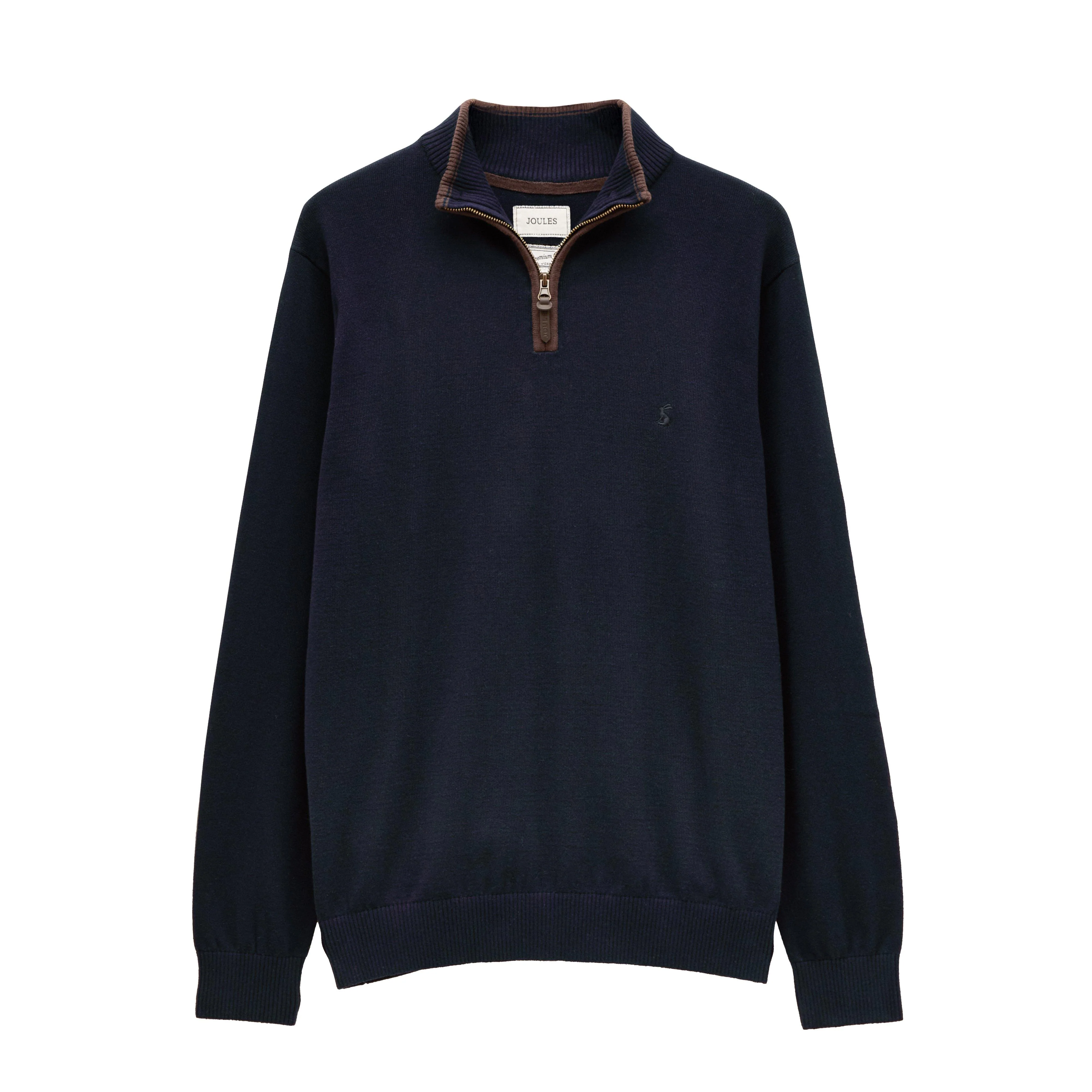 Men's Hillside Navy Quarter Zip Knitted Jumper - Image 8