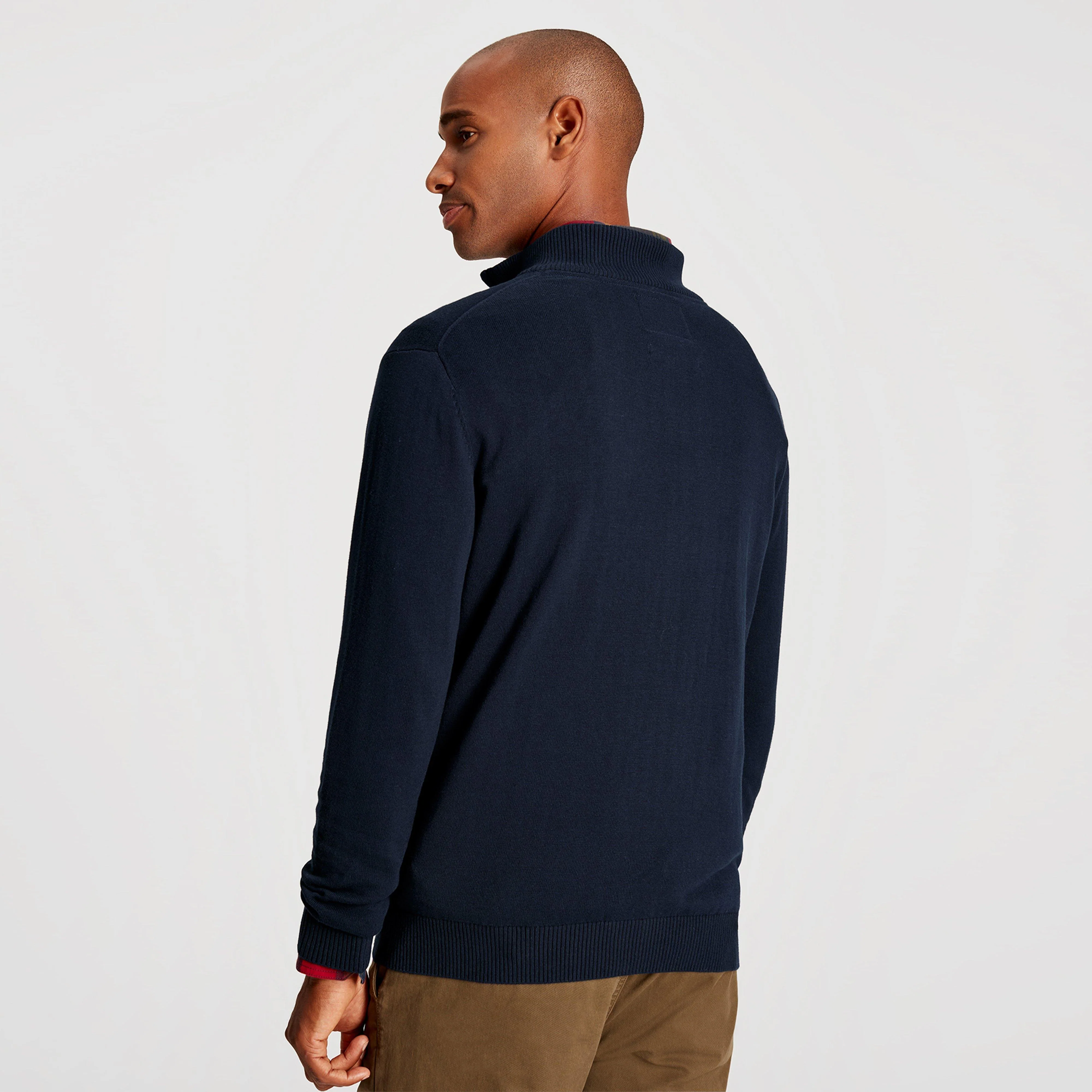 Mens Hillside Quarter Zip Funnel Neck Jumper French Navy Marl - Image 2