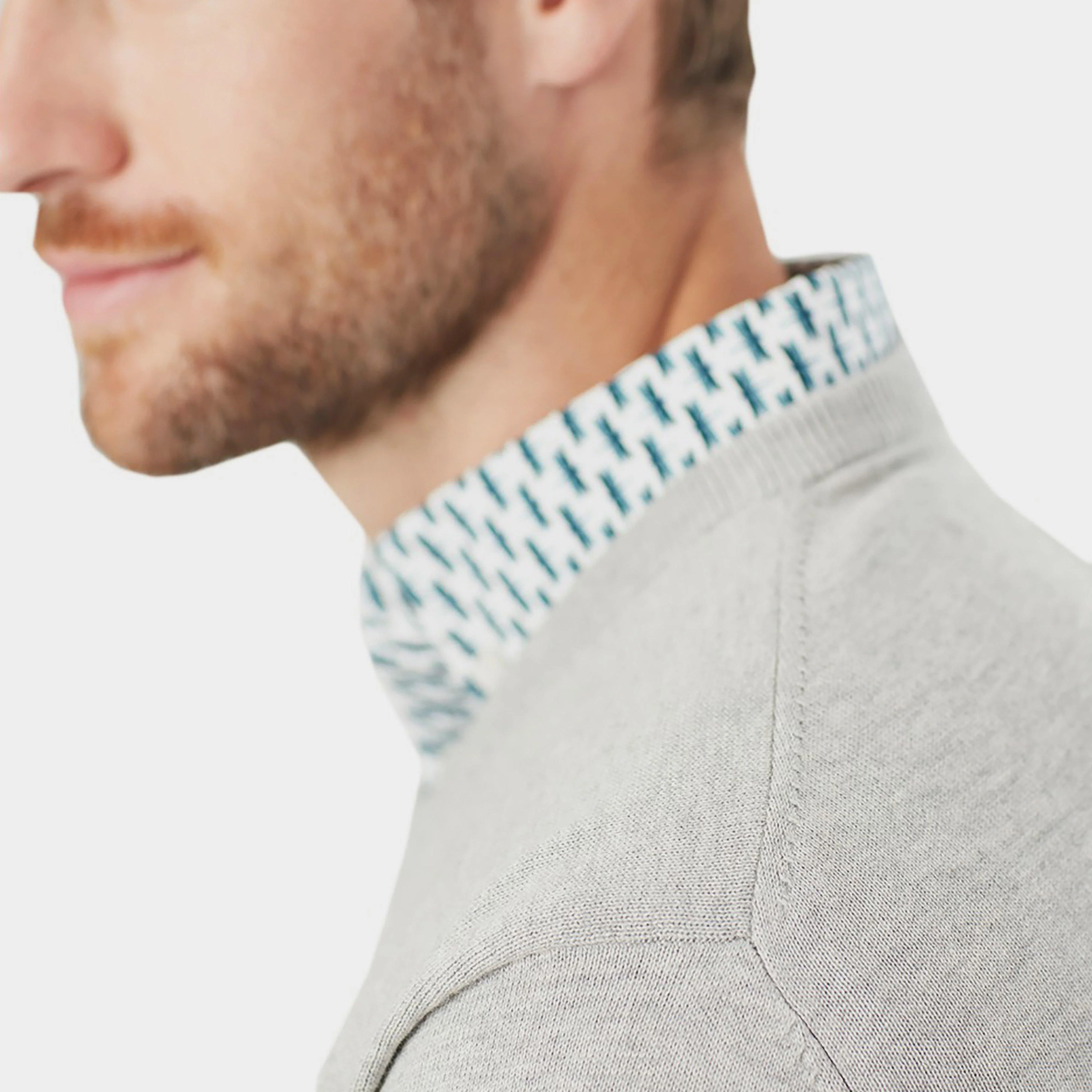 Mens Jarvis V-Neck Knit Sweater Light Grey Marl - Image 8
