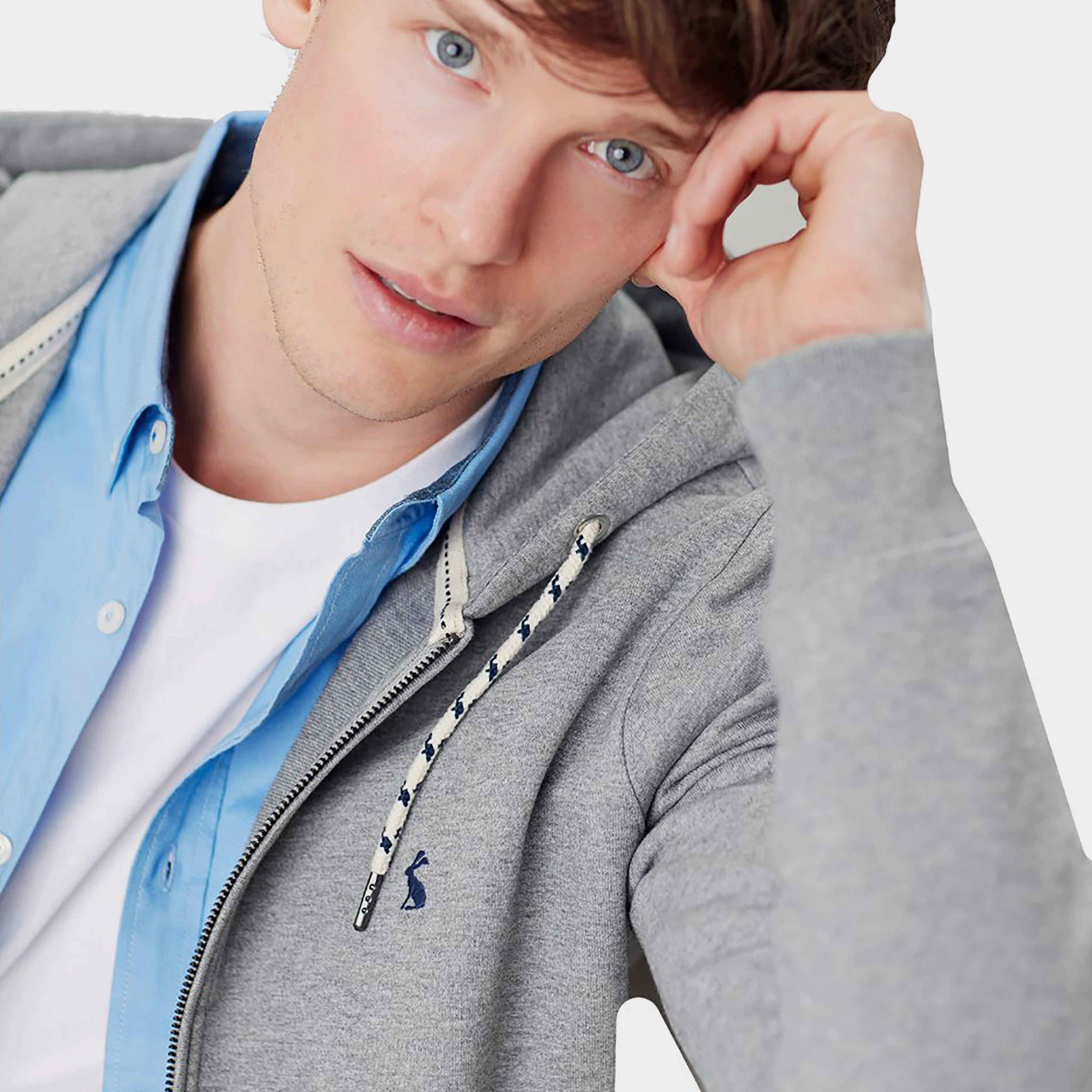 Mens Mayday Zip Hoodie Grey Marl - Image 3