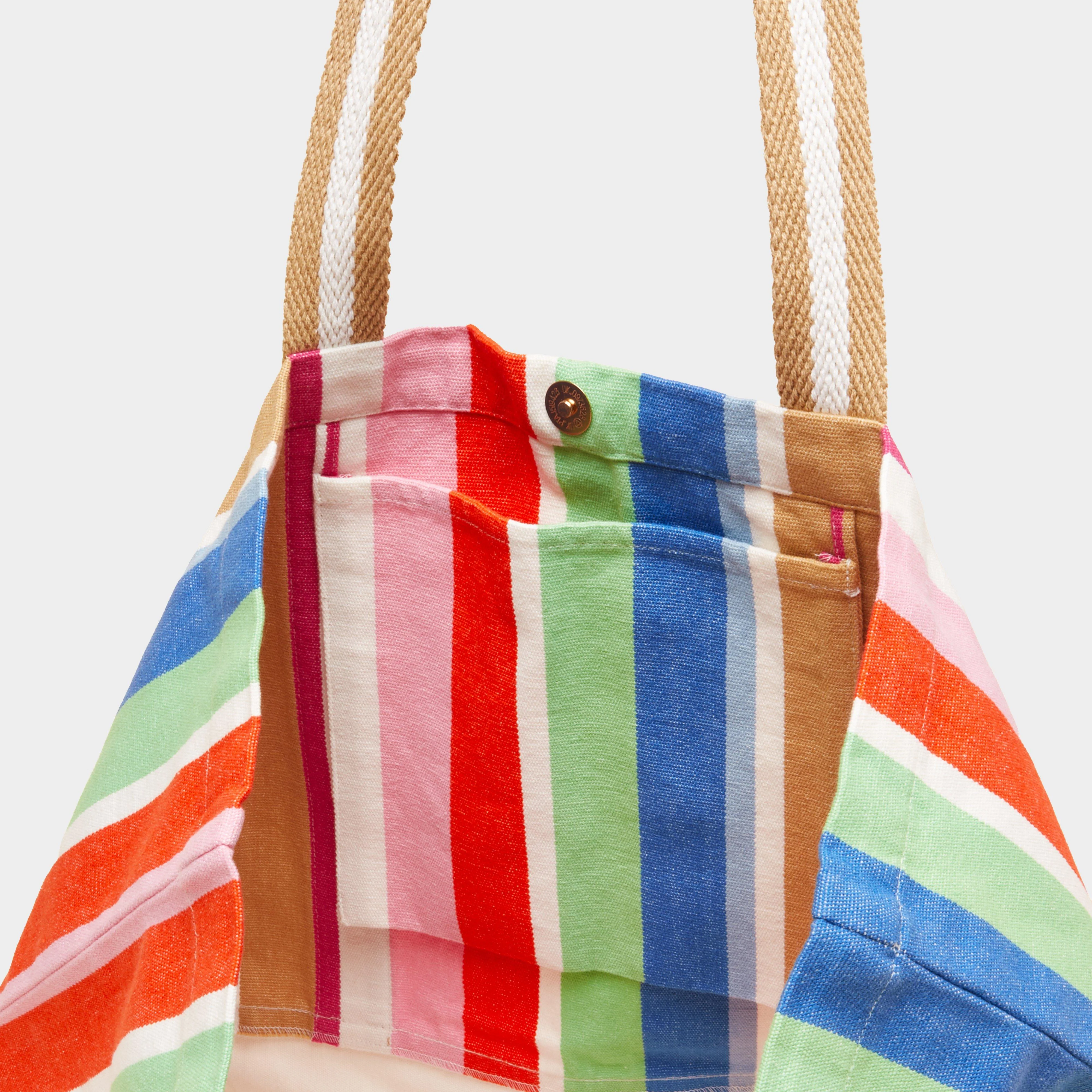 Promenade Multi Stripe Canvas Beach Tote Bag - Image 3