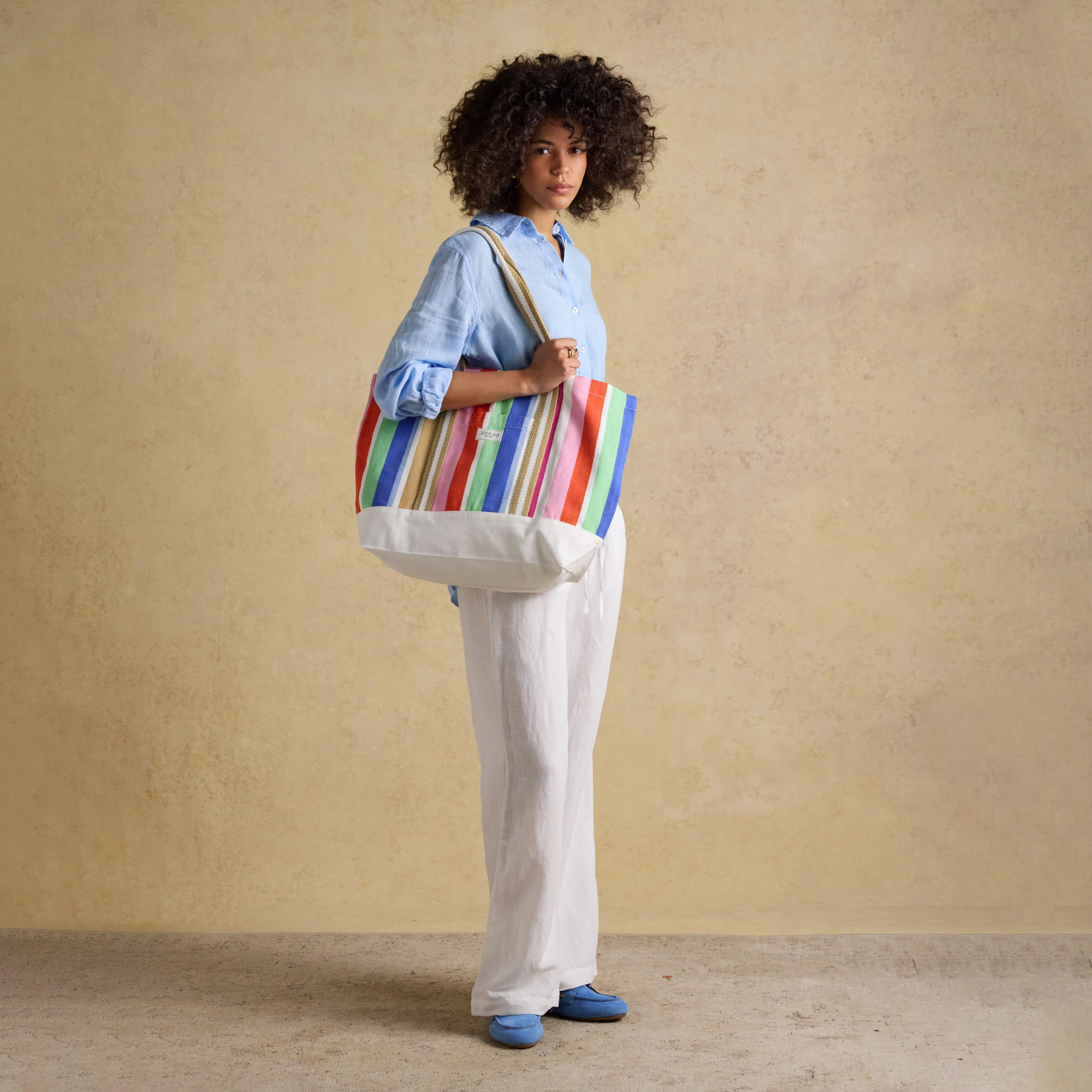 Promenade Multi Stripe Canvas Beach Tote Bag - Image 5