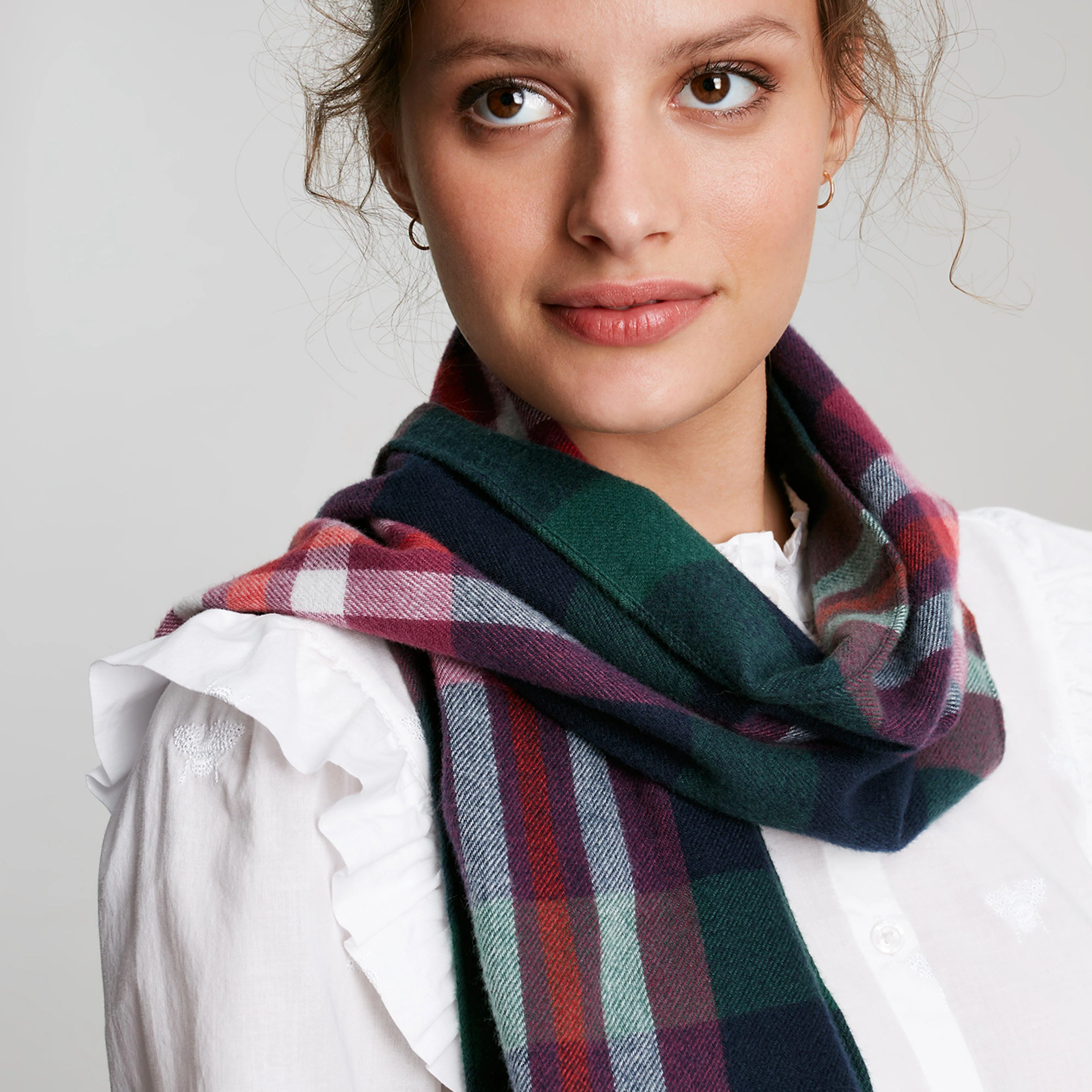 Womens Bracken Scarf Navy Pink Check - Image 4