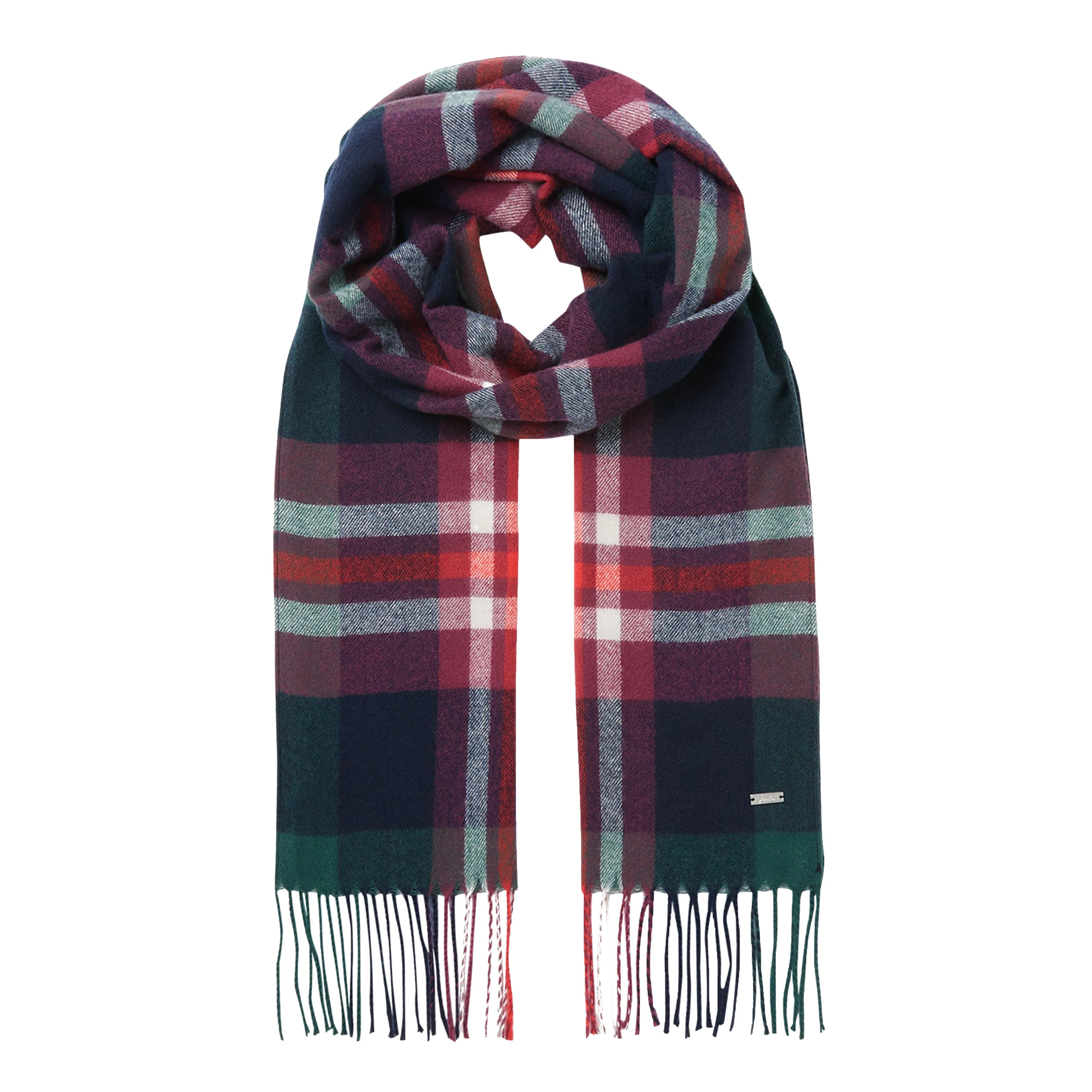 Womens Bracken Scarf Navy Pink Check - Image 7