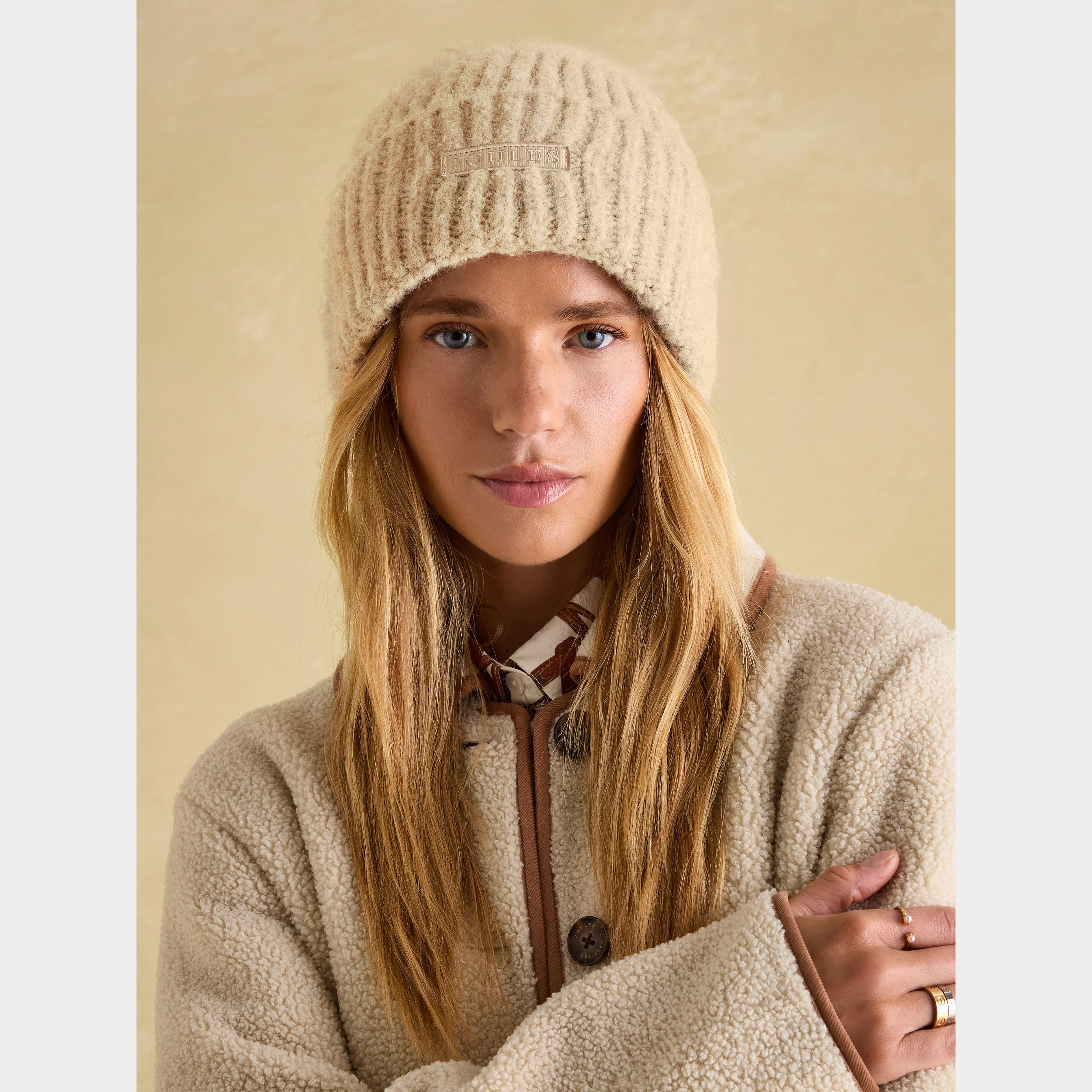 Womens Caversham Beanie Hat Oatmeal - Image 4