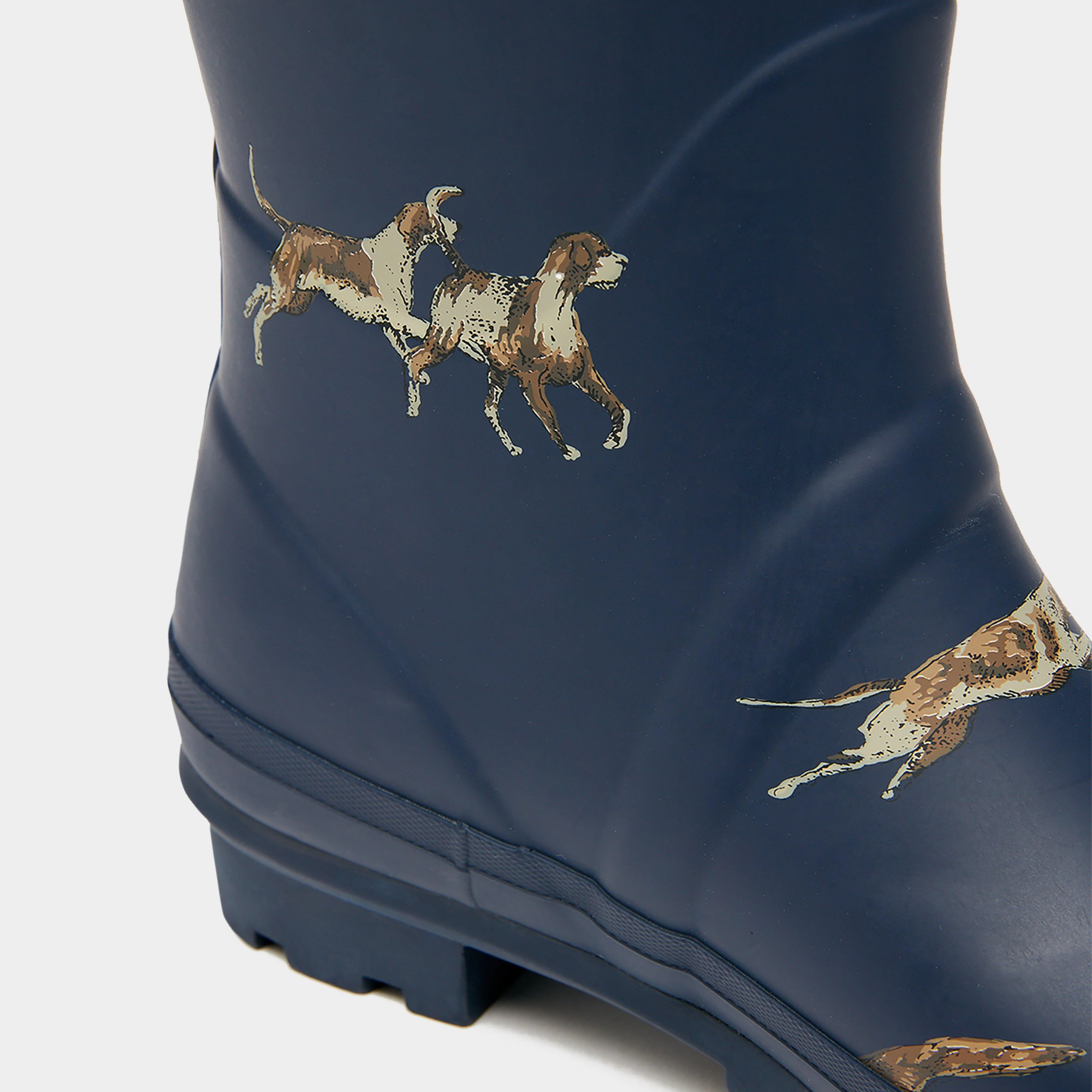 Womens Dog Print Adjustable Tall Wellies Navy Blue - Image 4