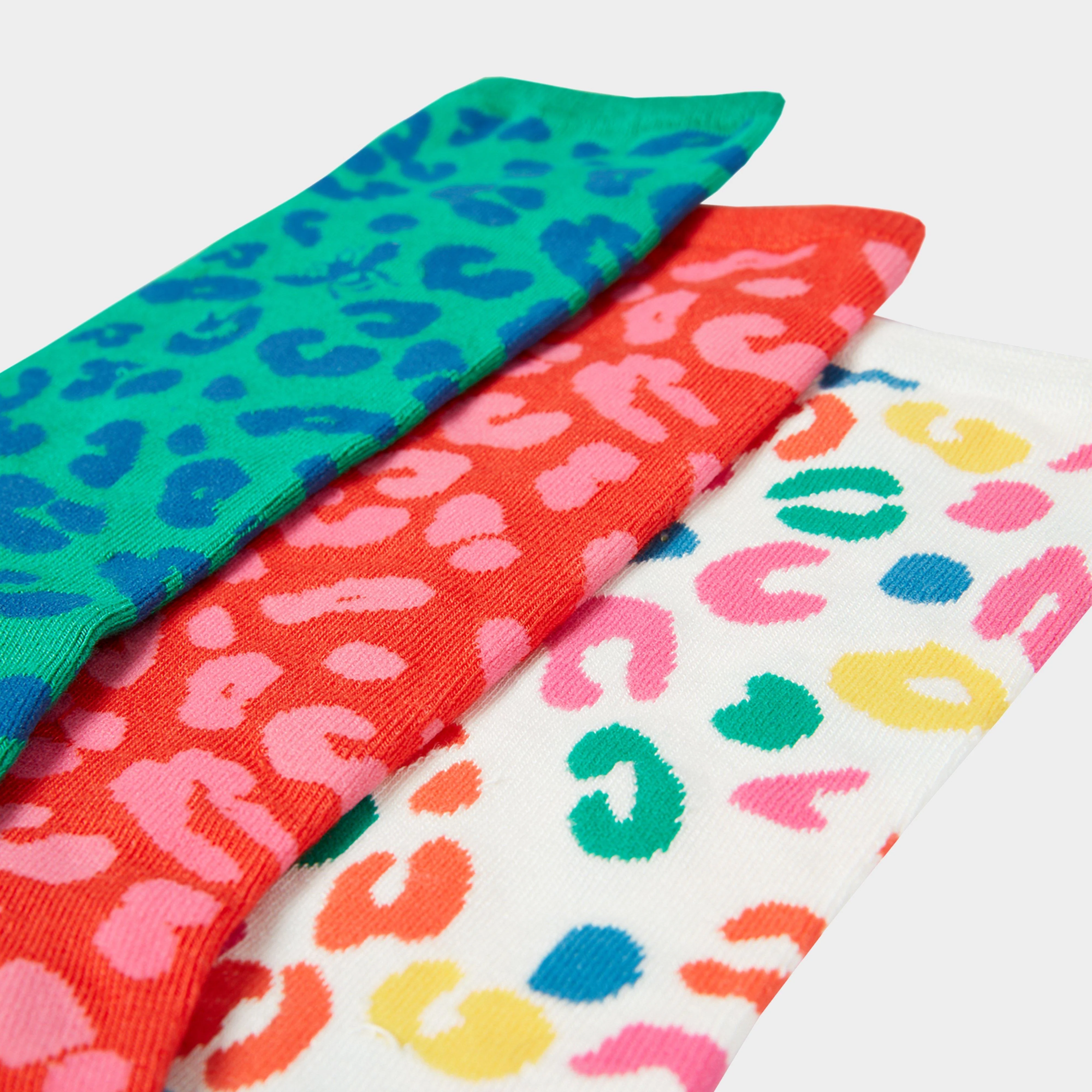 Womens Excellent Everyday 3 Pack Socks Cream Leopard - Image 2