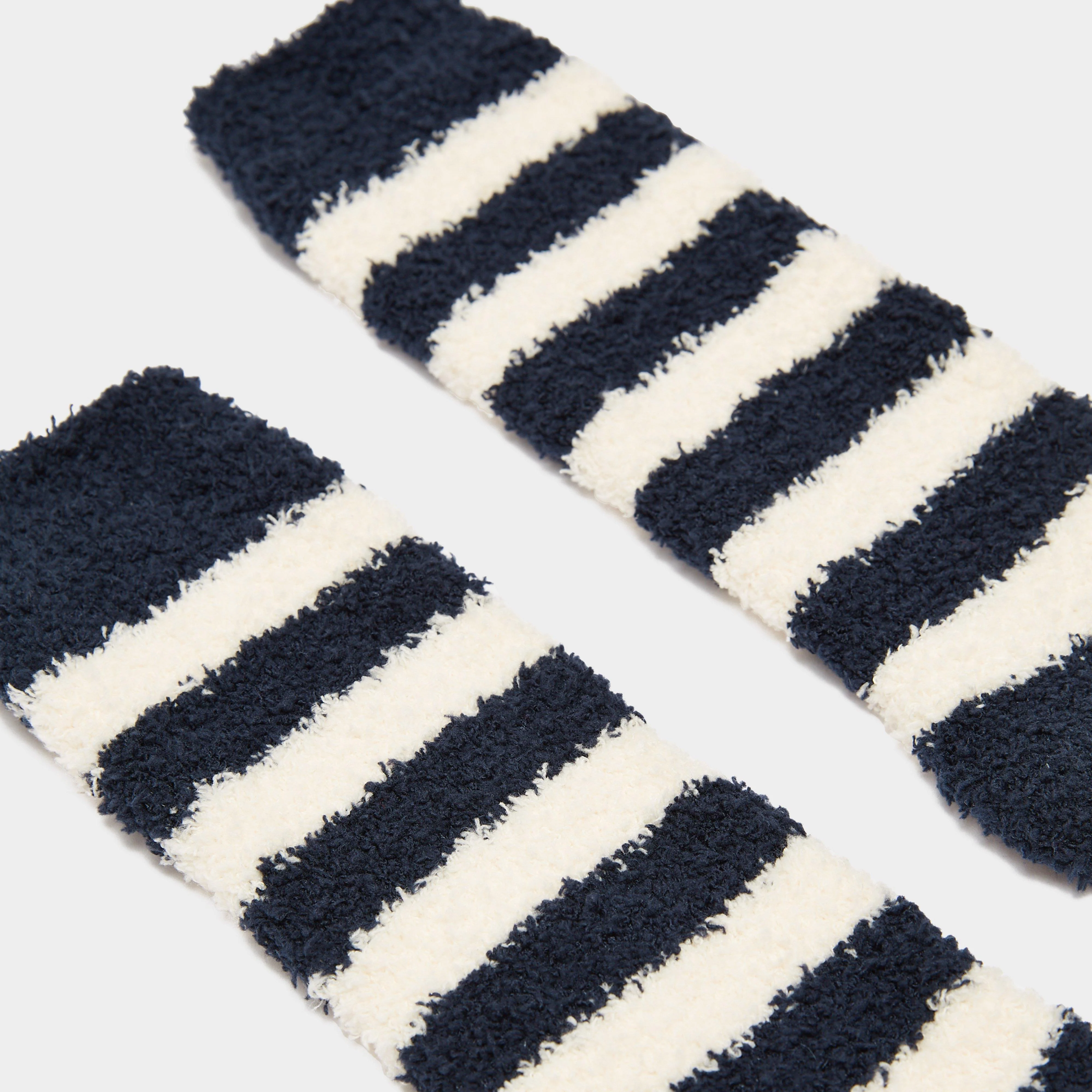 Womens Fluffy Socks Navy Stripe - Image 3