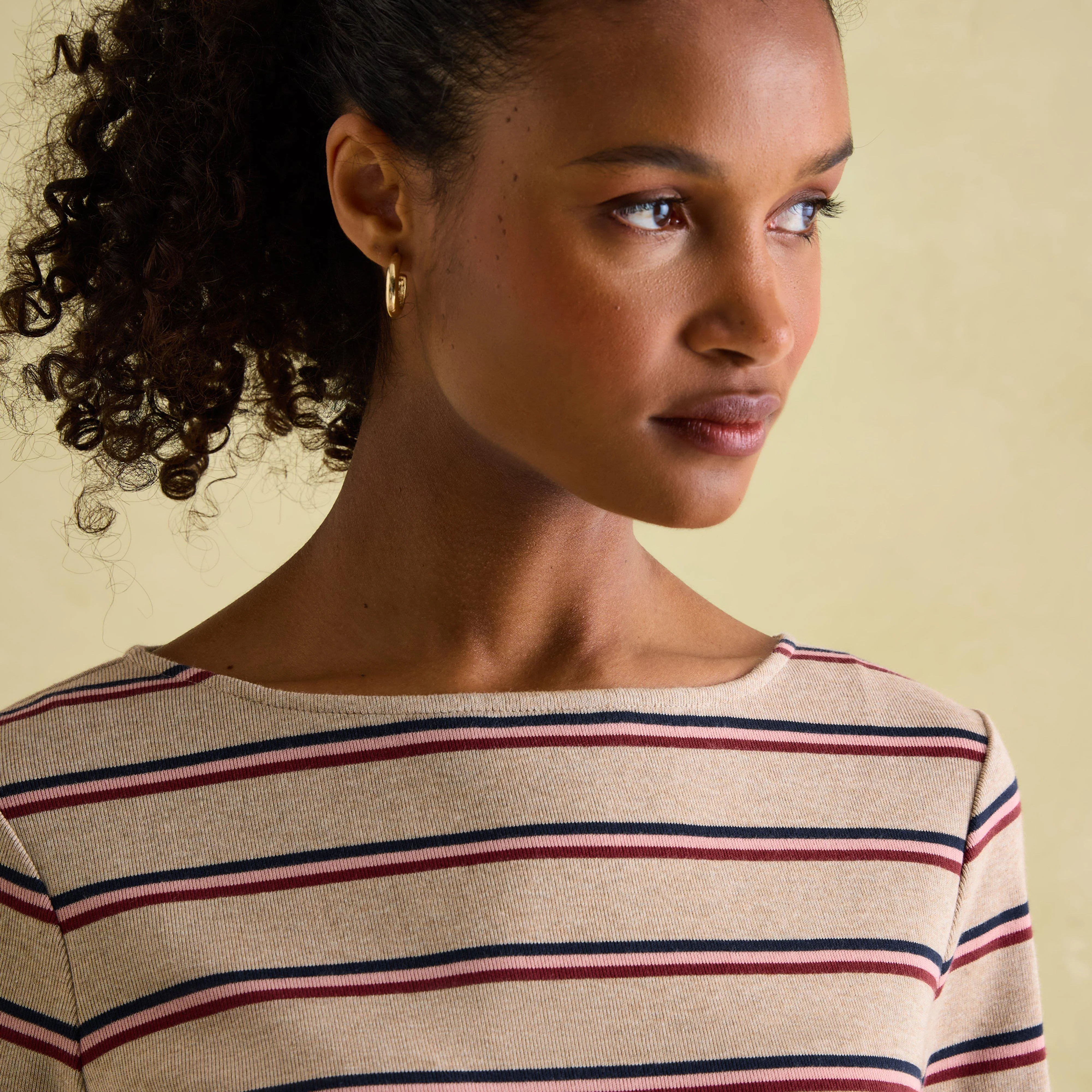 Womens Harbour Boat Neck Breton Top Oat Multi - Image 4