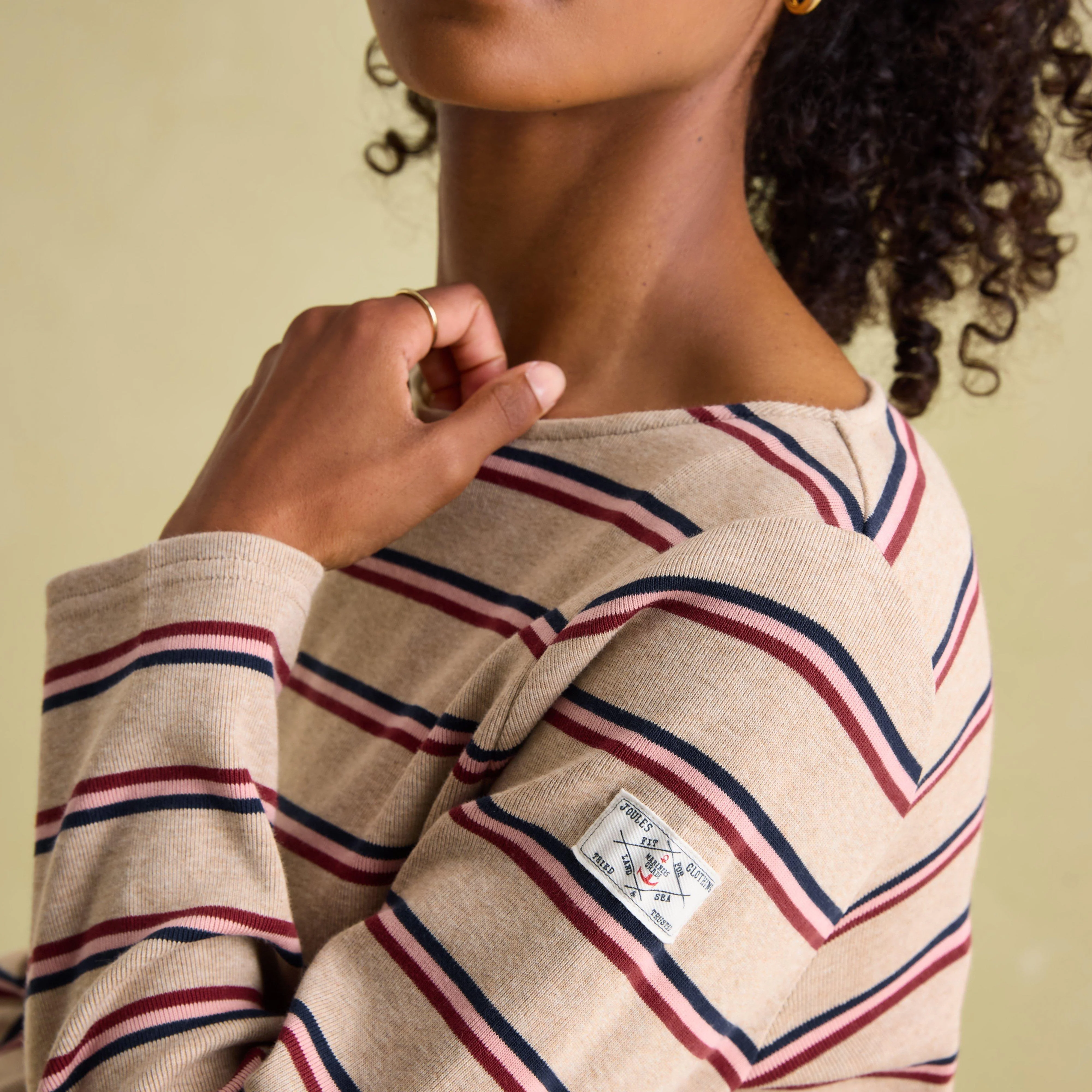 Womens Harbour Boat Neck Breton Top Oat Multi - Image 5