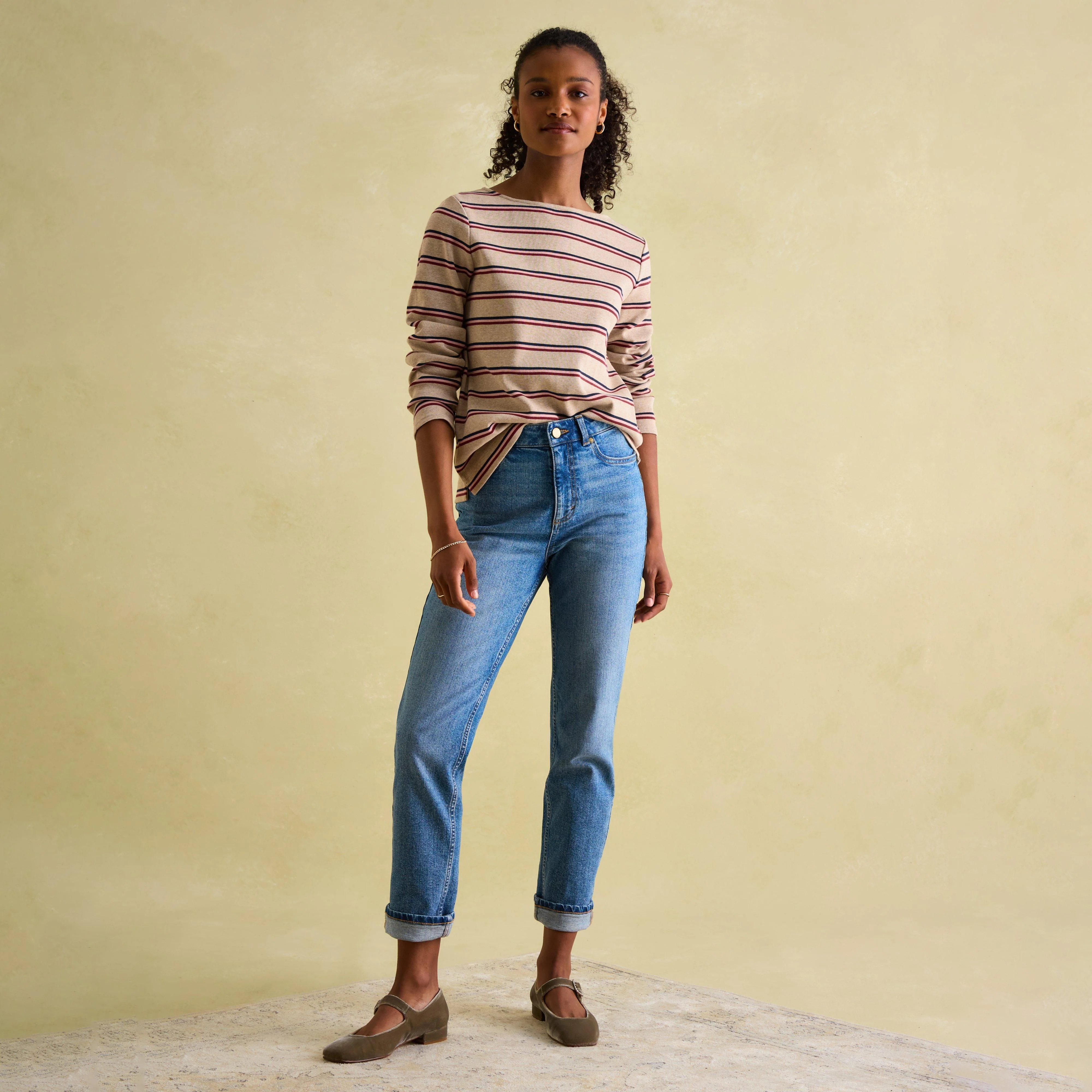 Womens Harbour Boat Neck Breton Top Oat Multi - Image 6